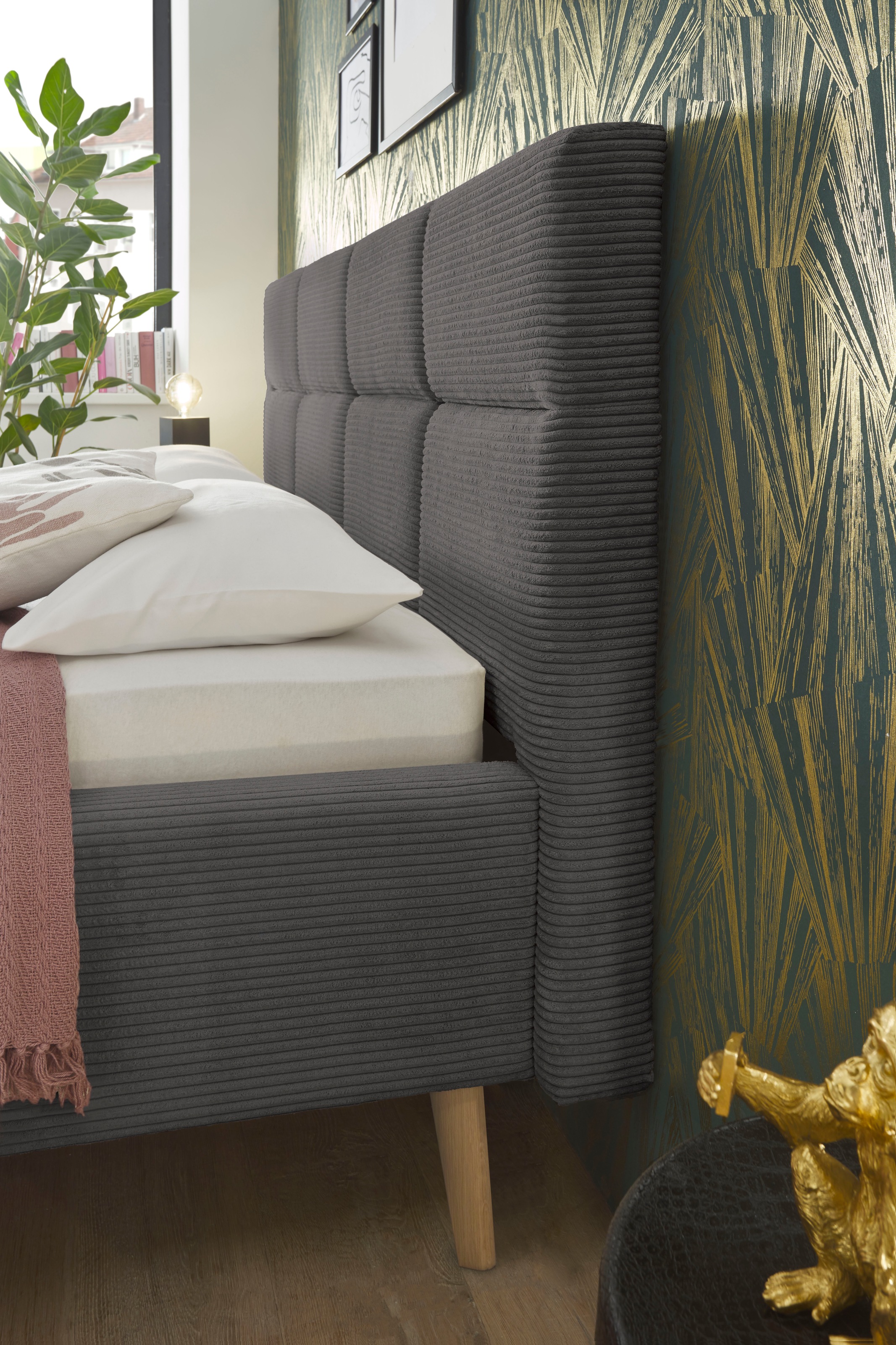 set one by Musterring Polsterbett »Cary« wahlweise mit Matratze und Lattenrost, Füße in Eiche natur