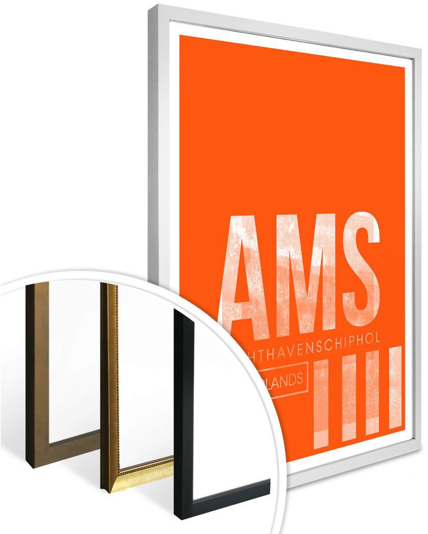 Wall-Art Poster »Wandbild AMS Flughafen Amsterdam«, Flughafen, (1 St.), Poster ohne Bilderrahmen