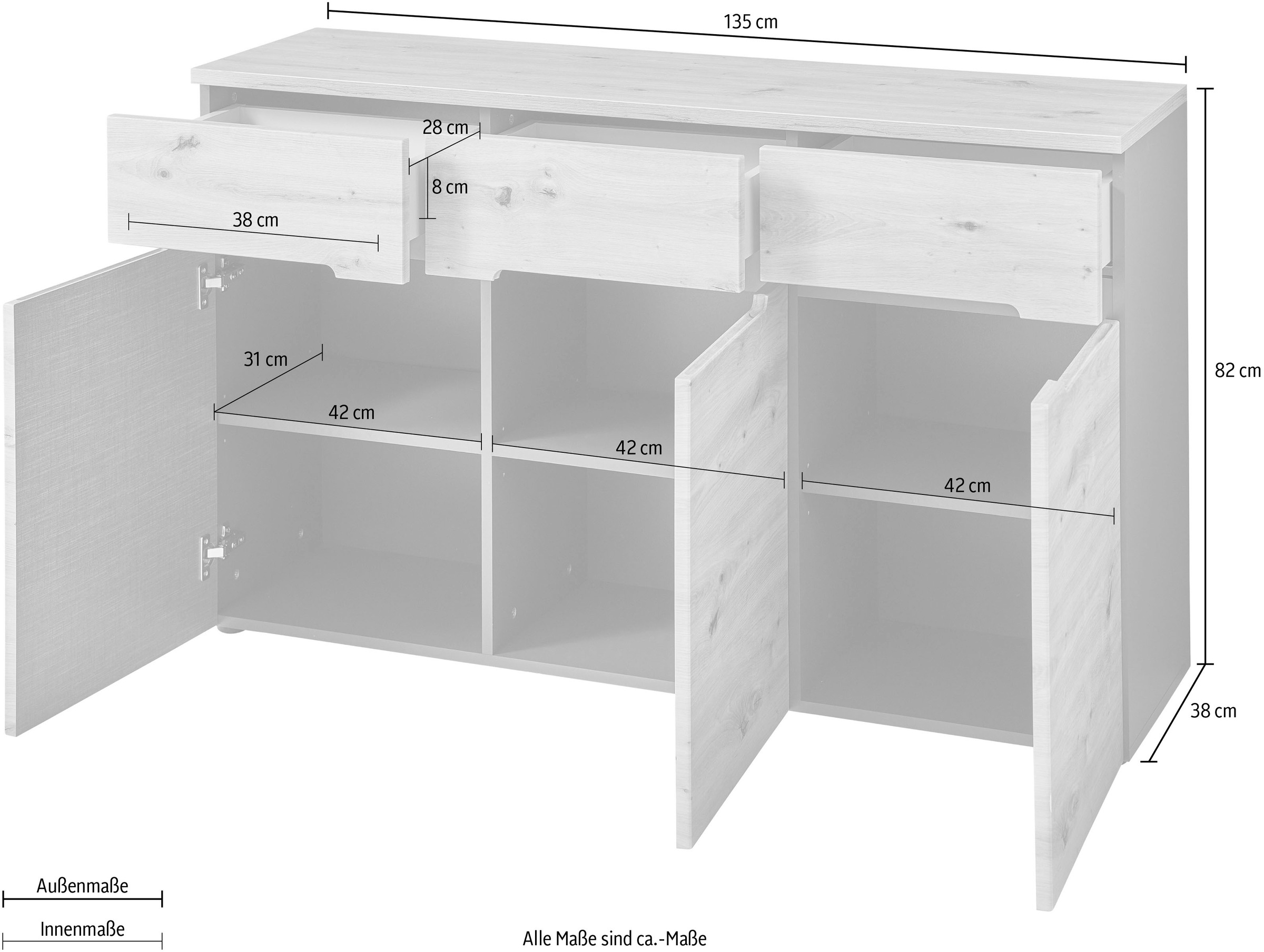 Innostyle Kommode »Memphis« Breite 135