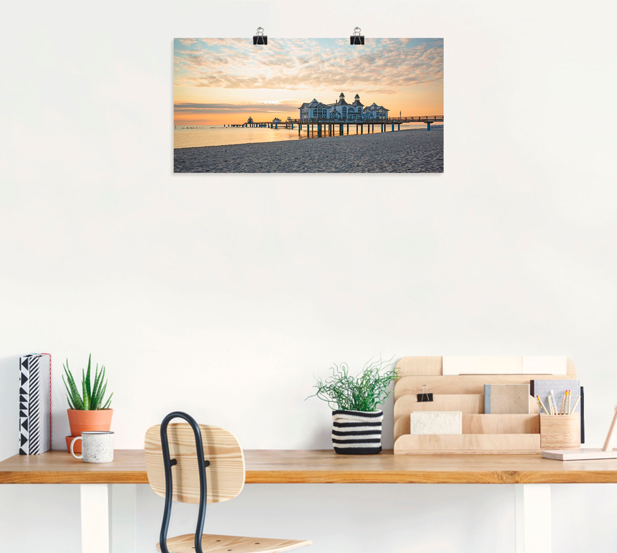 Artland Wandbild »Seebrücke Sellin bei Sonnenaufgang«, Strand, (1 St.), als Leinwandbild, Poster, Wandaufkleber in verschied. Größen