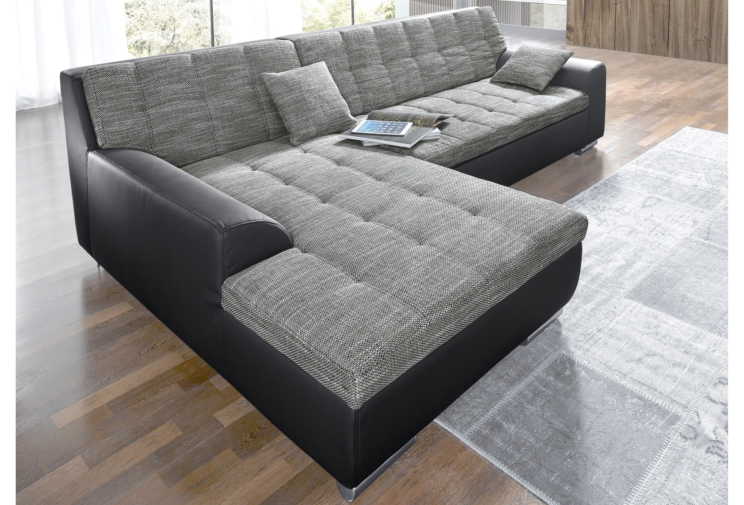 DOMO collection Ecksofa Treviso, wahlweise mit Bettfunktion, incl. Zierkissen