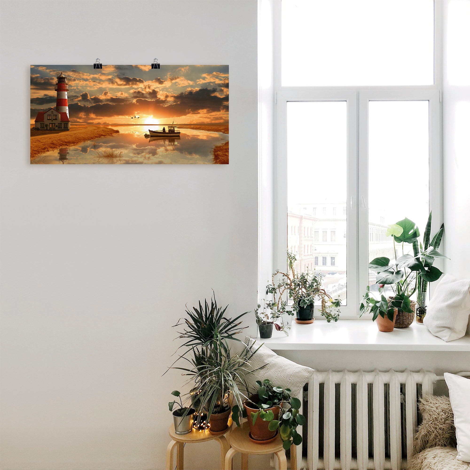 Artland Wandbild »Maritime Idylle beim Leuchtturm« Gebäude 1 Stk. tlg. als Leinwandbild, Poster, Wandaufkleber in verschied. Größen