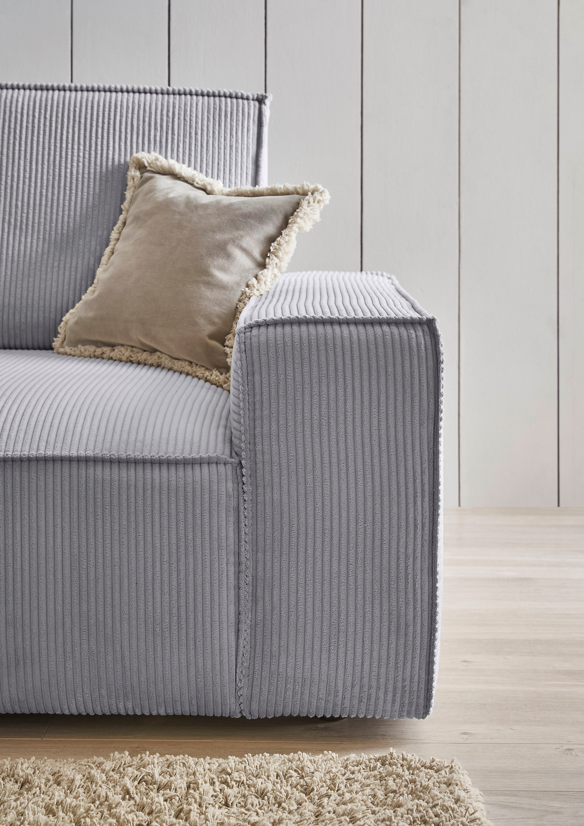 Home affaire Polsterecke »NEU: SHERWOOD XXL tief, L-Form mit Schlaffunktion, Big-Sofa mit Hocker«, (Set, 2 St.), stellbar zum Schlafsofa (Krokodilverbinder), Cord, Leinenoptik
