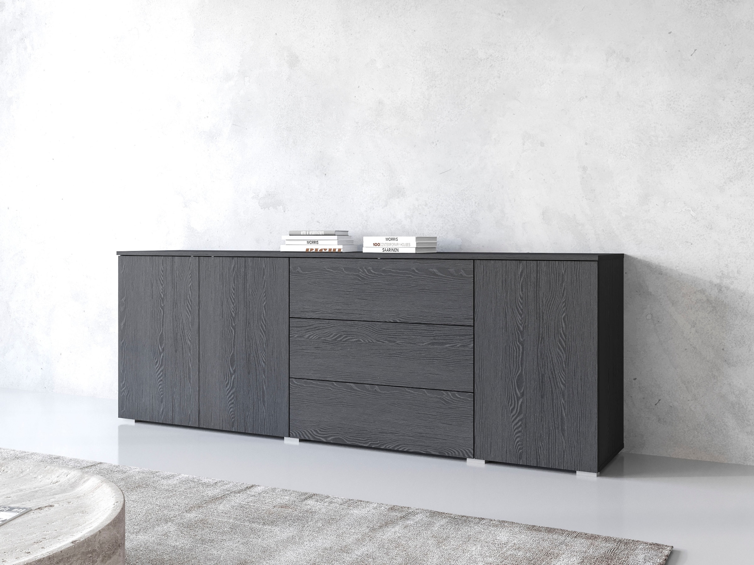 INOSIGN Sideboard »PARIS«, (1 St.), Moderne 190cm breite grifflose Kommode, vielseitig einsetzbar