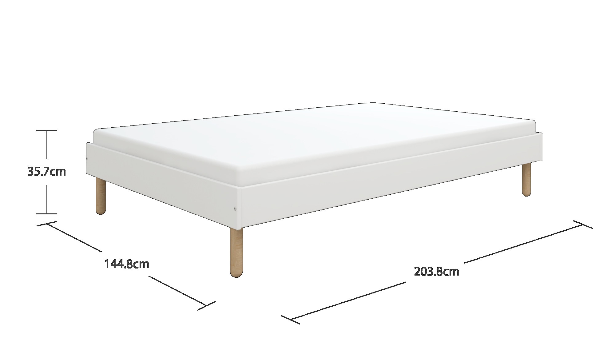 OTTO home Bett »Dagmar, Bettgestell, Futonbett, Füße aus Massivholz«, (140cm Liegefläche), mit festen Latten aus massiver Kiefer, belastbar mit 200KG