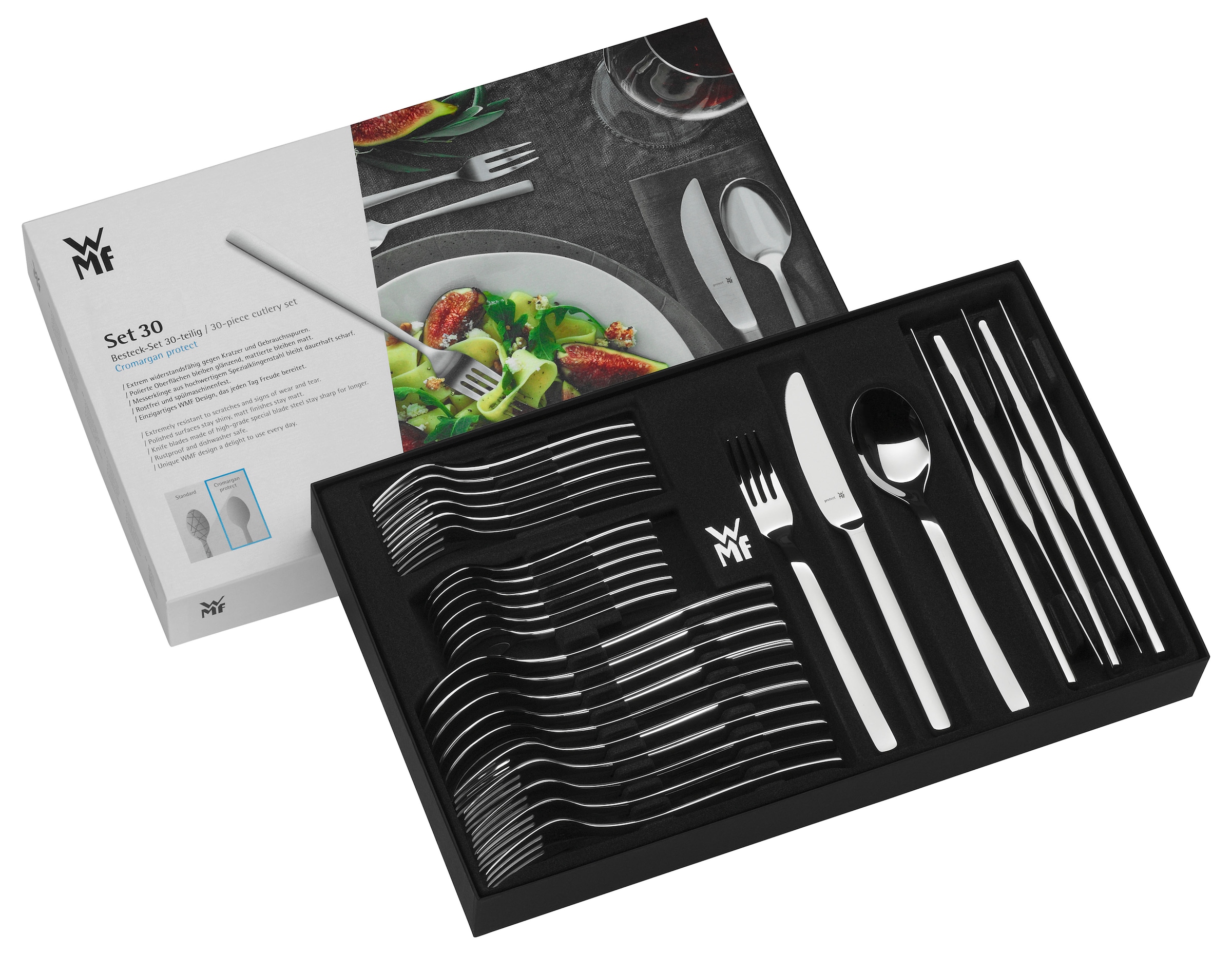 WMF Besteck-Set »Corvo«, (Set, 30 tlg.), mattiert, kratzbeständig, ergonomisch, spülmaschinenfest