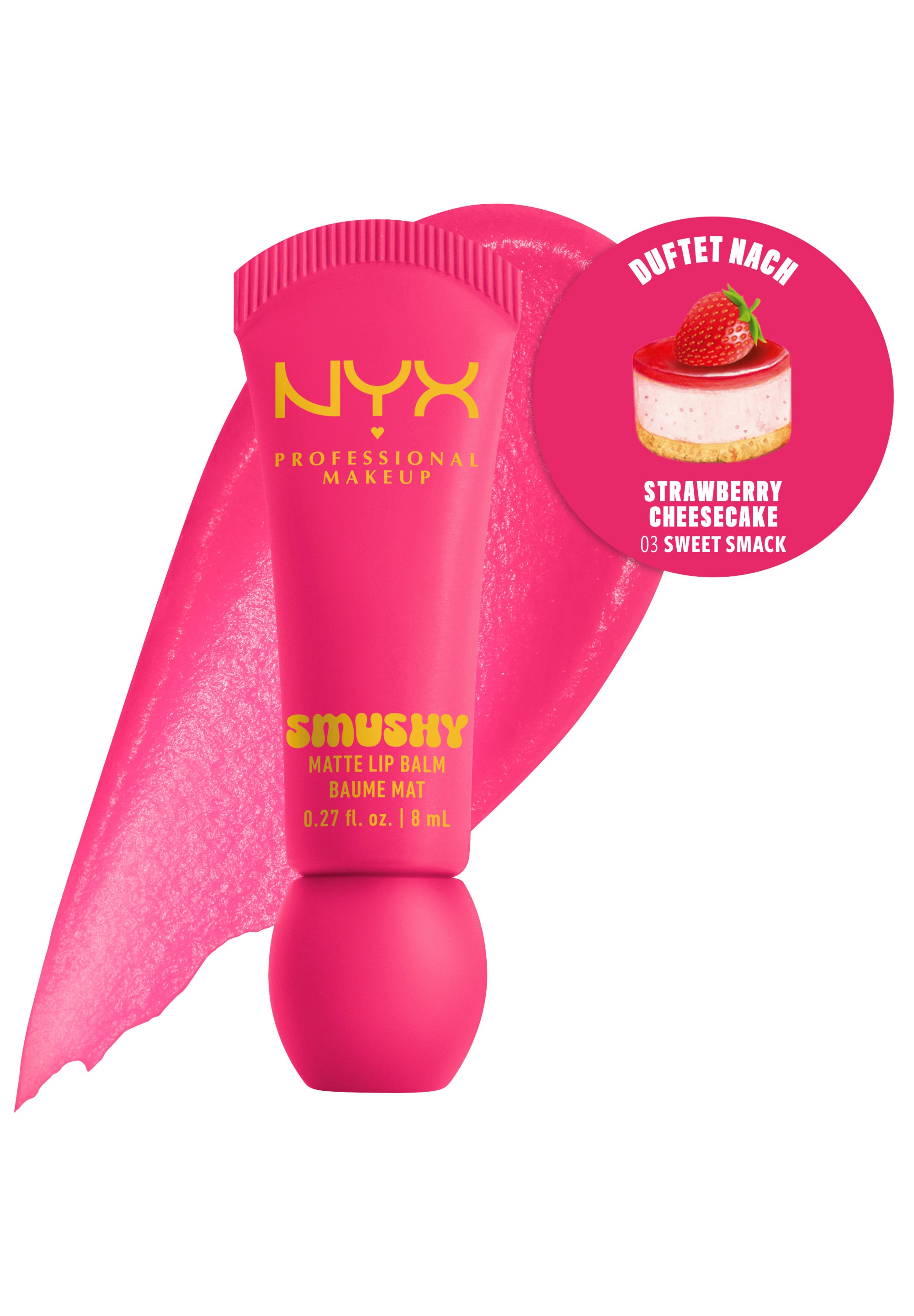 NYX Lippenbalsam »NYX Professional Makeup Smushy Matte Lip Balm« jeder der Farbtöne hat einen einzigartigen, süßen Duft