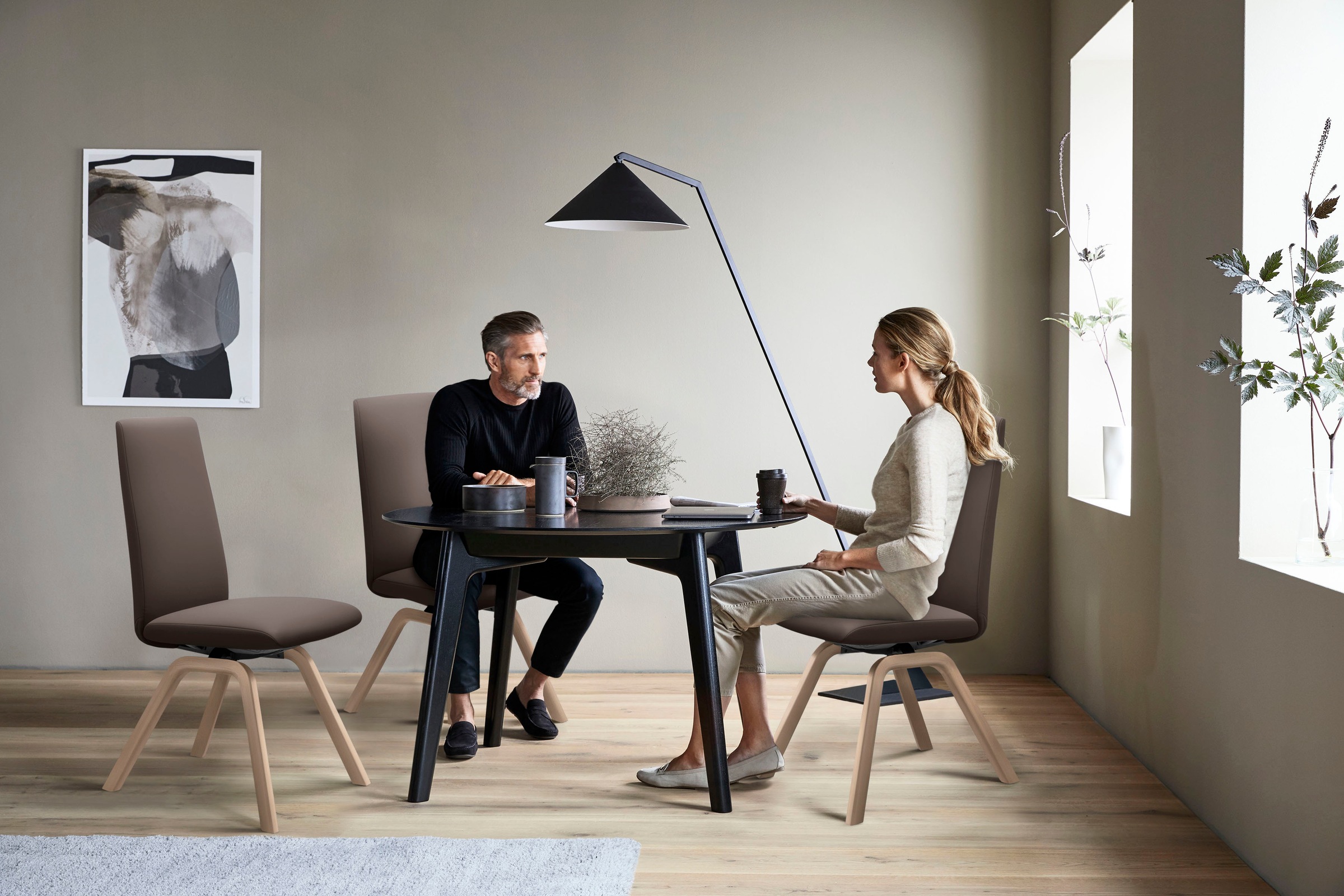 Stressless® Polsterstuhl »Laurel«, Leder BATICK, High Back, Größe L, mit schräggestellten Beinen in Schwarz