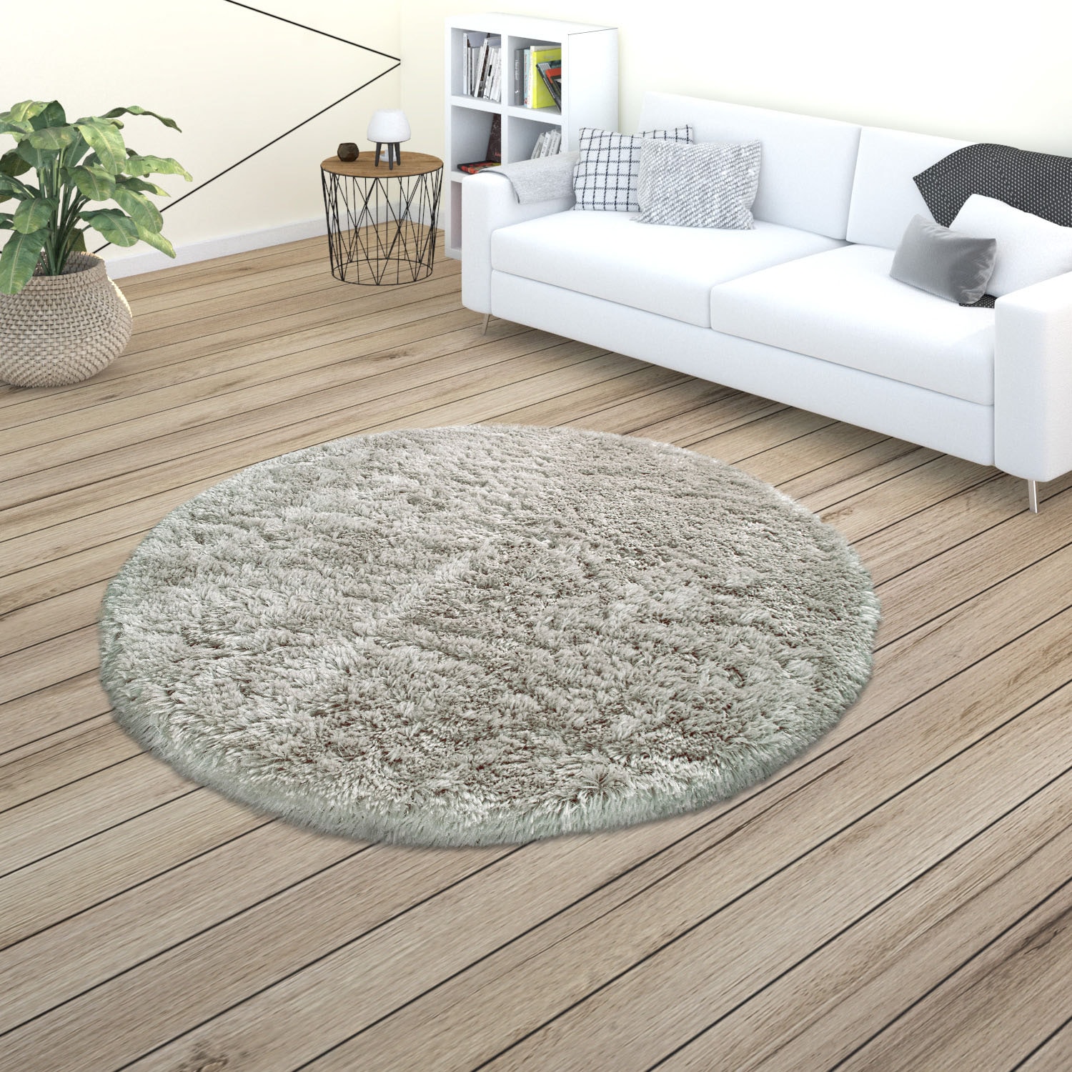 Paco Home Hochflor-Teppich »Akumal 930«, rund, 60 mm Höhe, Shaggy, besonders weich durch Softgarn, Uni-Farben