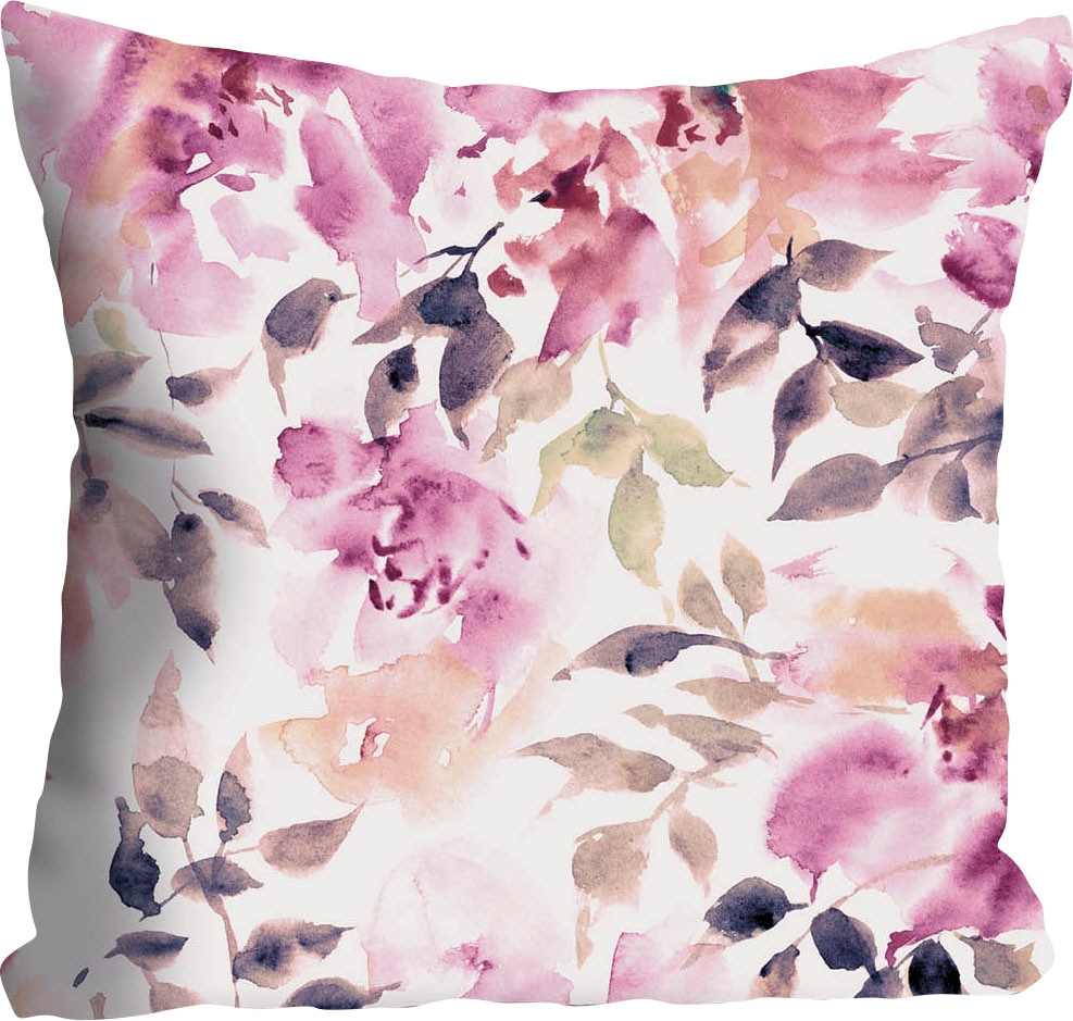 queence Dekokissen »Lina«, Kissenhülle,Pastelliges Blütenmotiv,Sanfte Farben,Floral,Zart