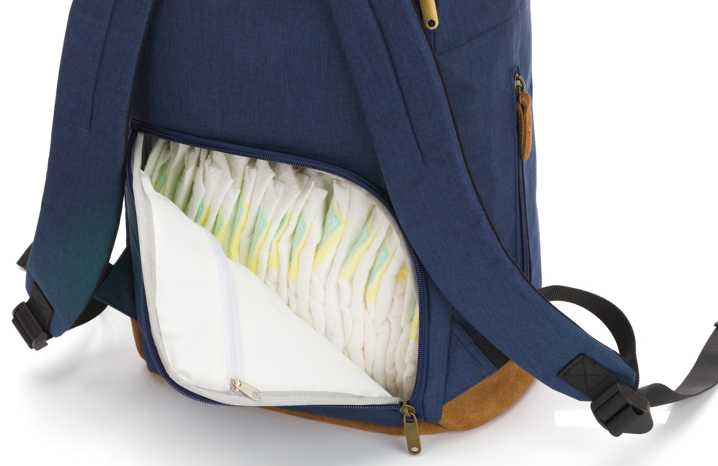 Fillikid Wickelrucksack »Rolltop Berlin, navy melange«, Reflektoren, inkl. Wickeltunterlage