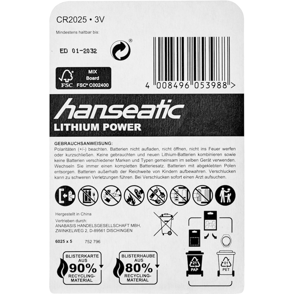 Hanseatic Batterie »15 Stück Batterie Mix Set«, (15 St.)