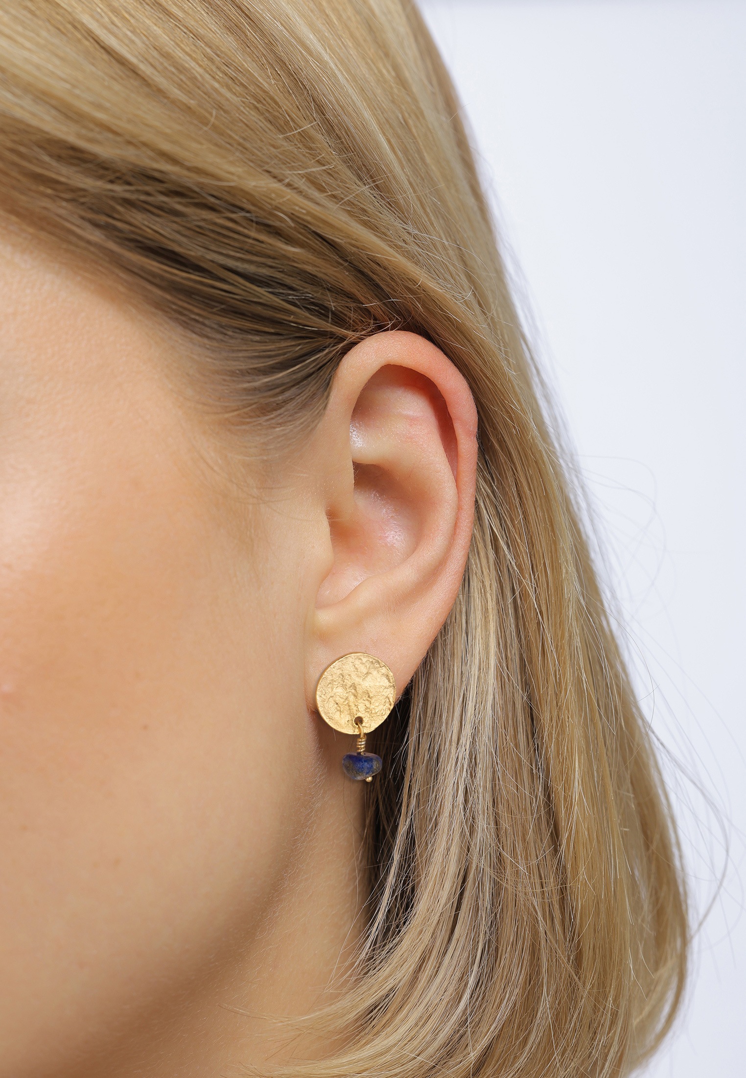 Elli Paar Ohrstecker »Ohrringe Ohrstecker Plättchen Lapis Lazuli Blau 925 Sterling Silber Vergoldet«