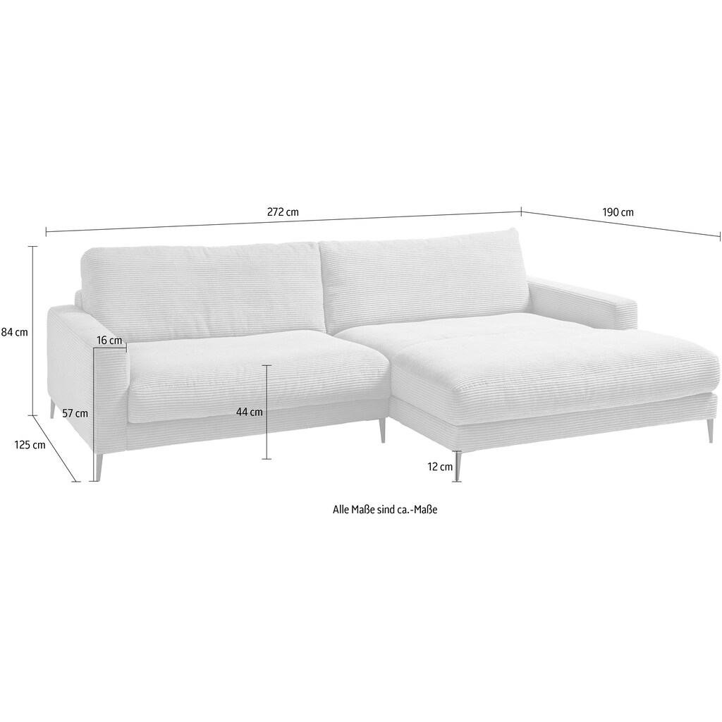 INOSIGN Ecksofa »Downtown, B/T/H: 272/190/84 cm«