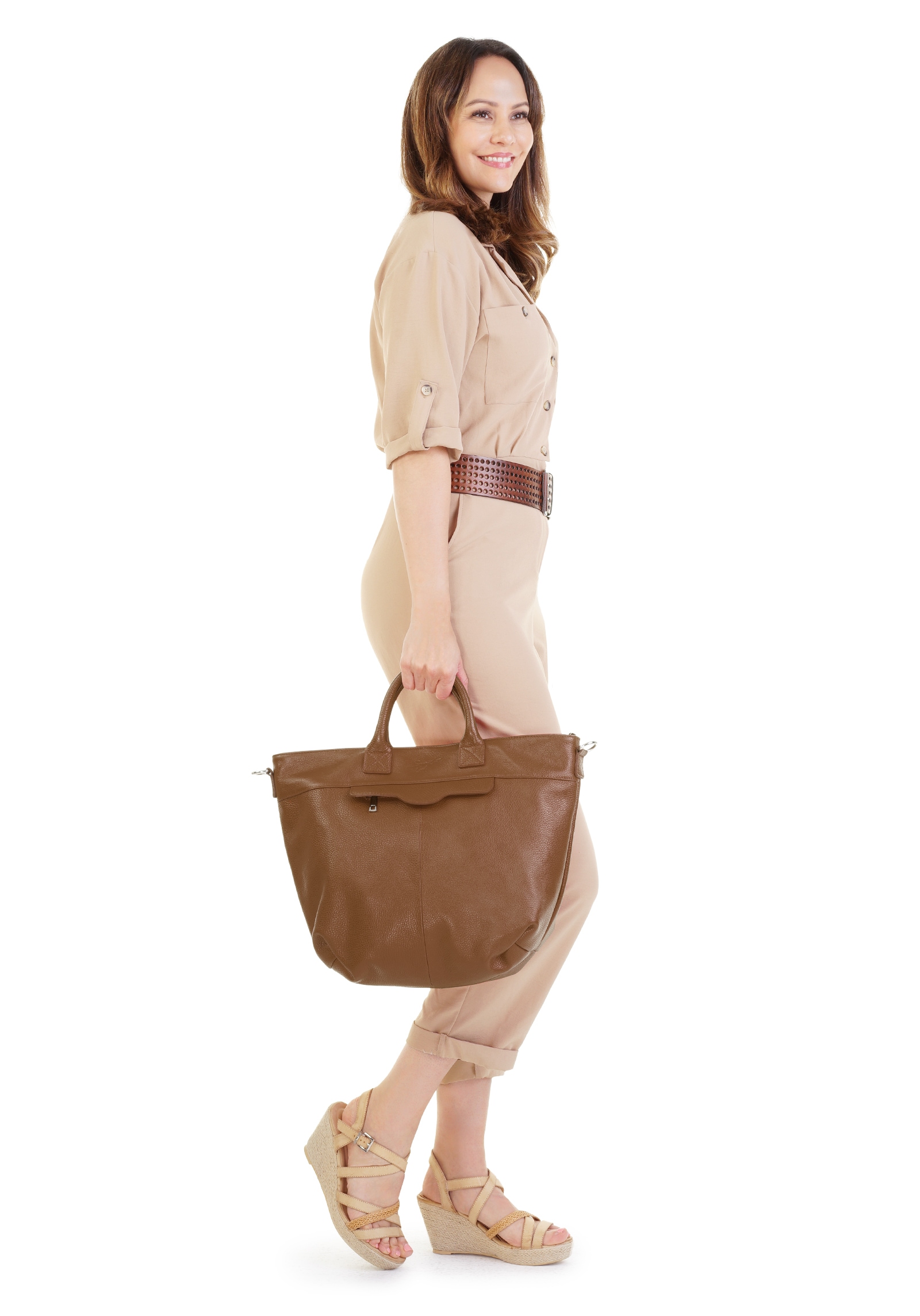 Samantha Look Henkeltasche echt Leder, Made in Italy