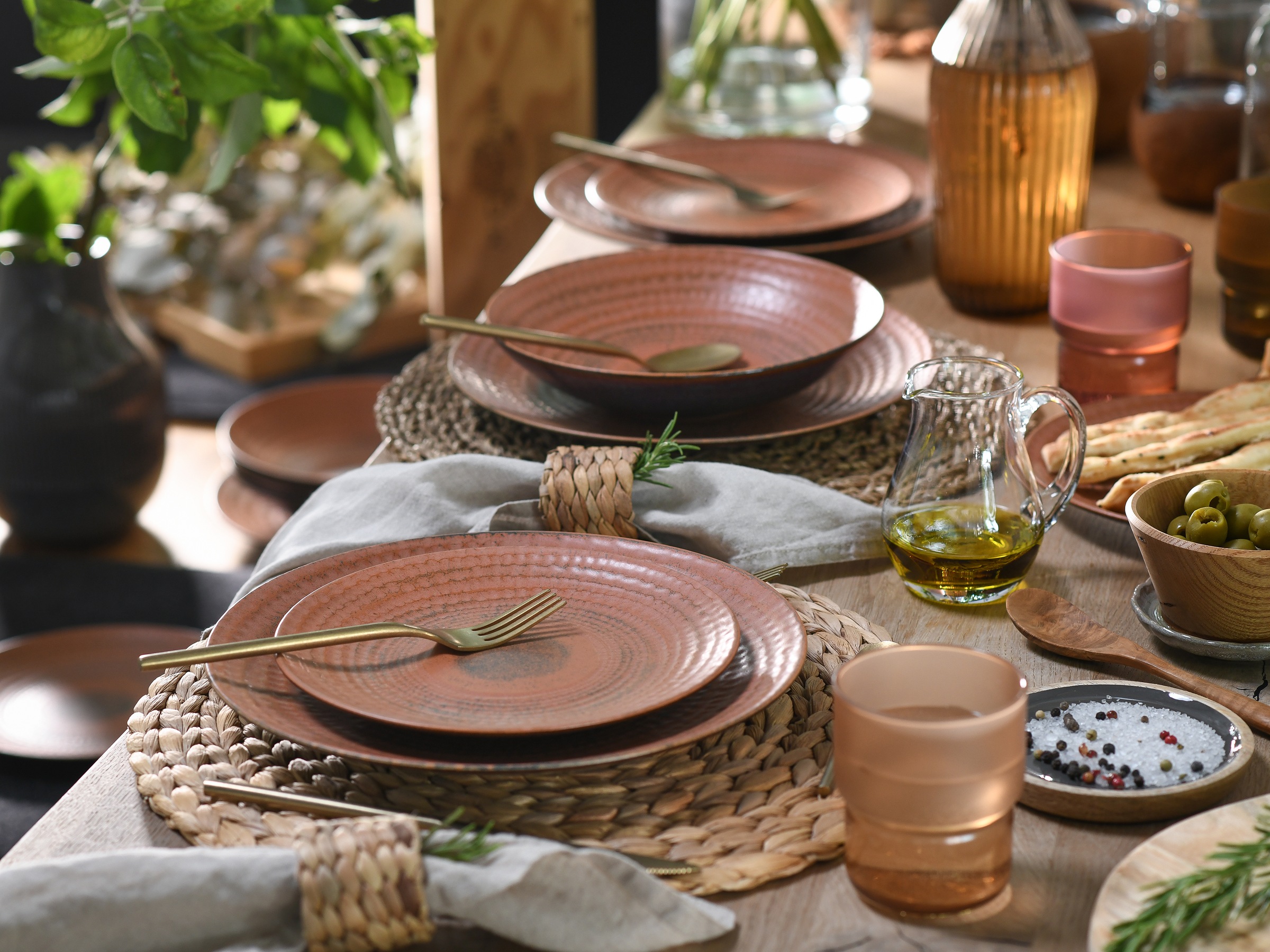CreaTable Teller-Set »Neapel, Service 12-tlg.« Teller Set, Edles Tellerset, Vulkanoptik