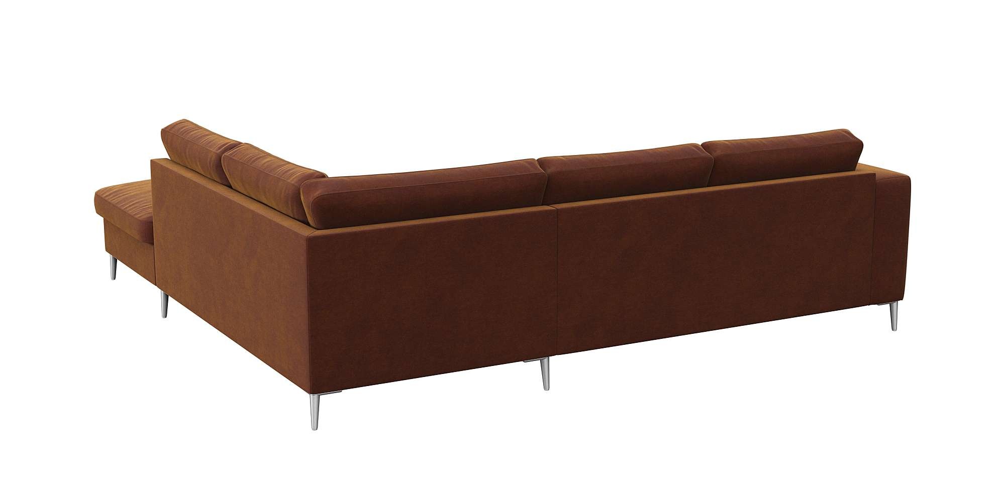 FLEXLUX Ecksofa »Fiore, L-Form«, breite Armlehnen, Füße alufarben, B/T 241/225 cm, Kaltschaum im Sitz
