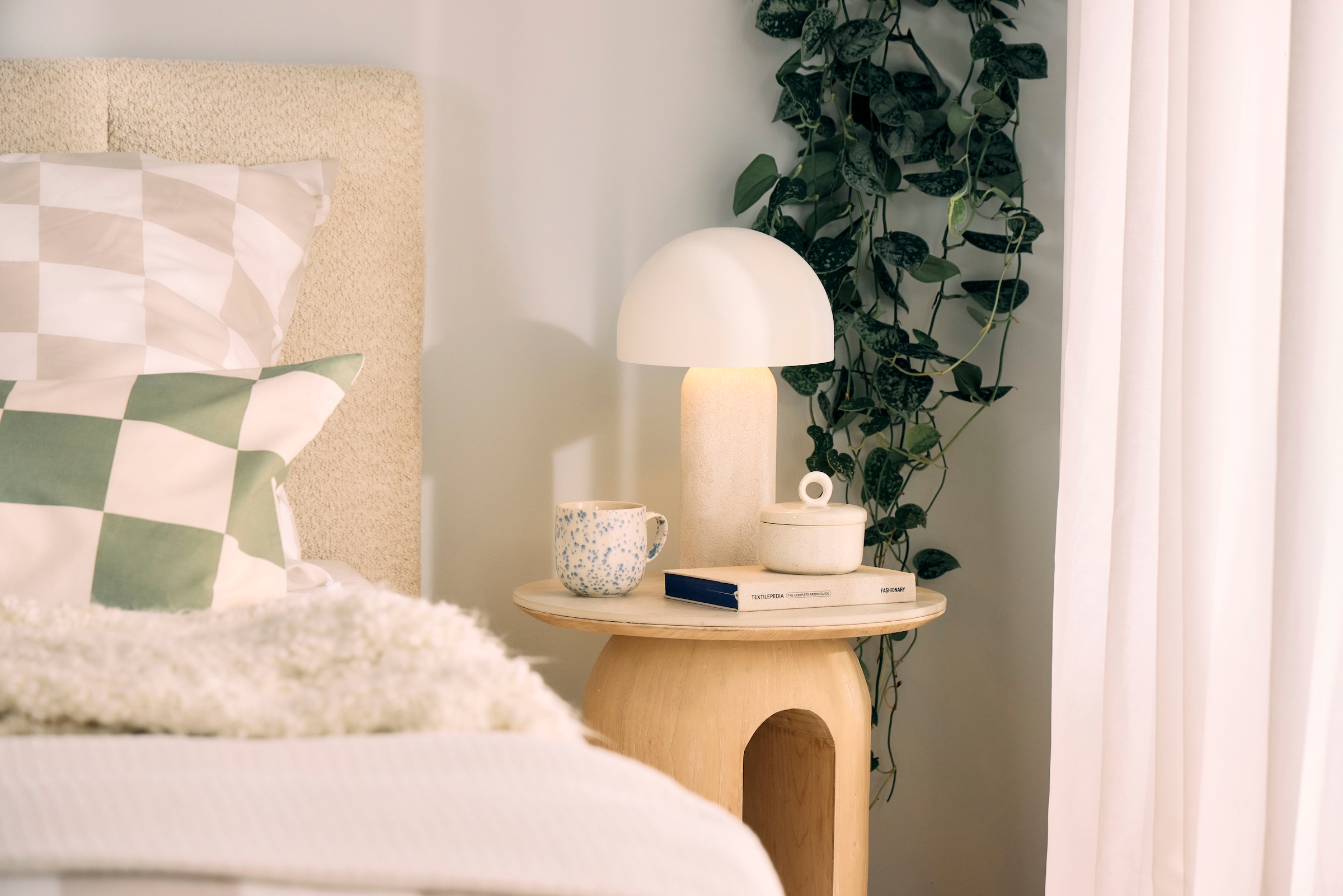 homsy by Ana Johnson Tischleuchte »LUMEVA Pilz Lampe« E14 warmweiß - kaltweiß Keramik, Pilzleuchte, Höhe 38cm, beige, Metall, E14 Fassung