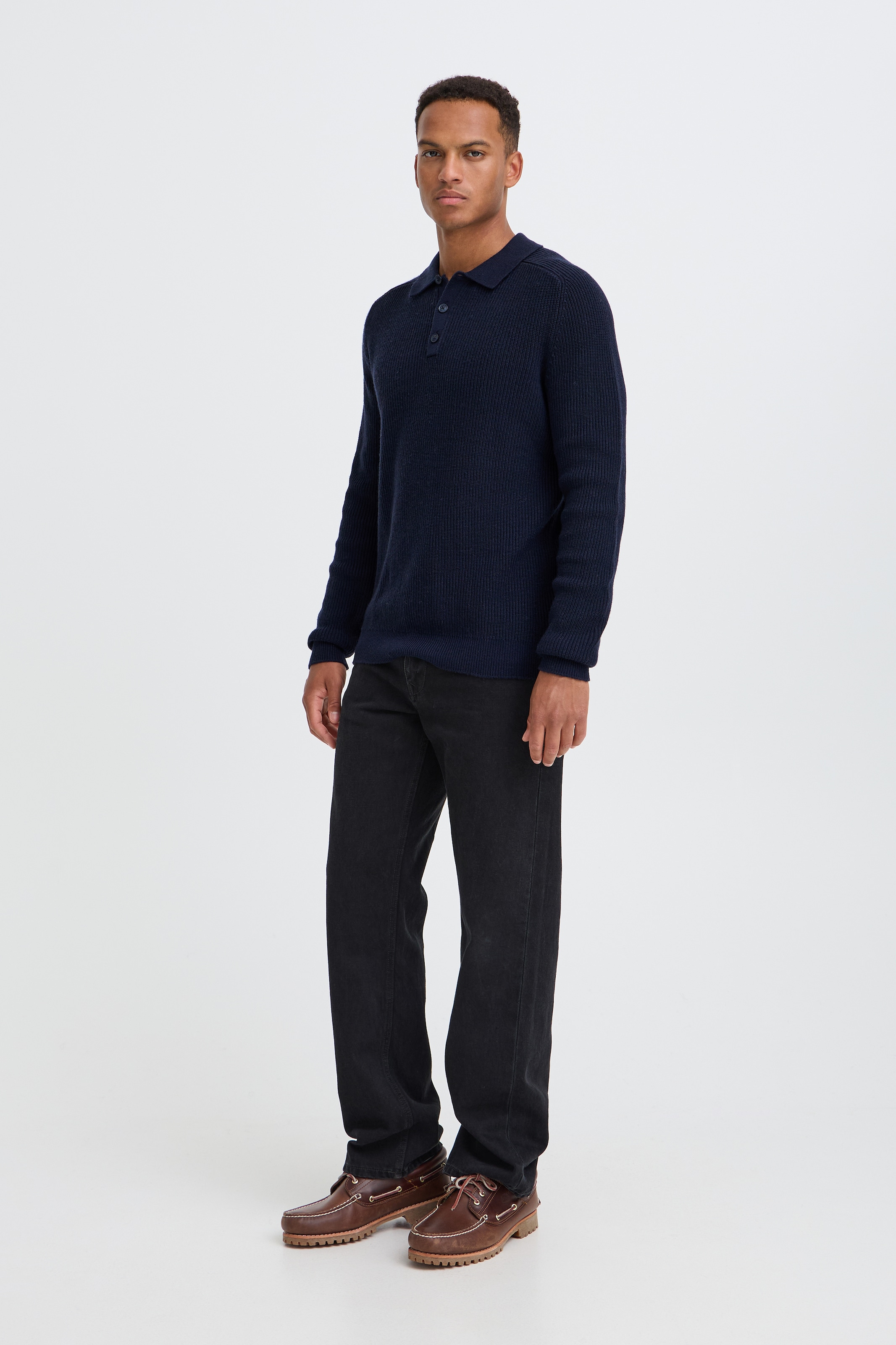 Blend Rundhalspullover »BHBOS KNIT POLO« Materialmix, regular fit