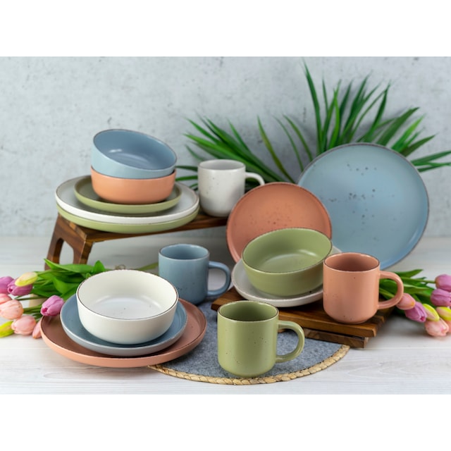 CreaTable Kombiservice »Geschirr-Set Nordic«, (Set, 16 tlg., Kaffeeservice  und Tafelservice im Set, für 4 Personen), Service, skandinavischer Life  Style, 16 Teile, für 4 Personen mit 3 Jahren XXL Garantie