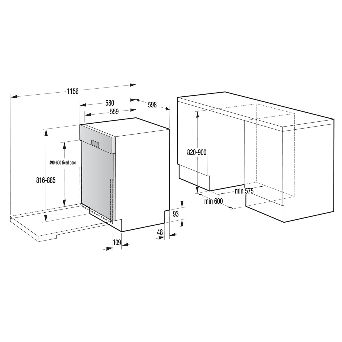GORENJE teilintegrierbarer Geschirrspüler »GI663C95X« 9,4 l 16 tlg. Maßgedecke 16 Maßgedecke, auto. Türöffnung, Besteckschublade