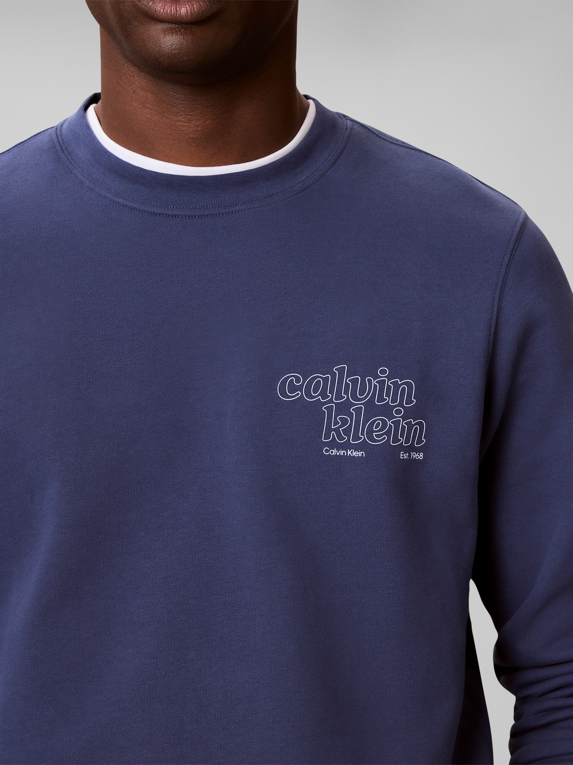 Calvin Klein Jeans Sweatshirt , Rundhalsausschnitt, Brustdruck, reine Baumwolle
