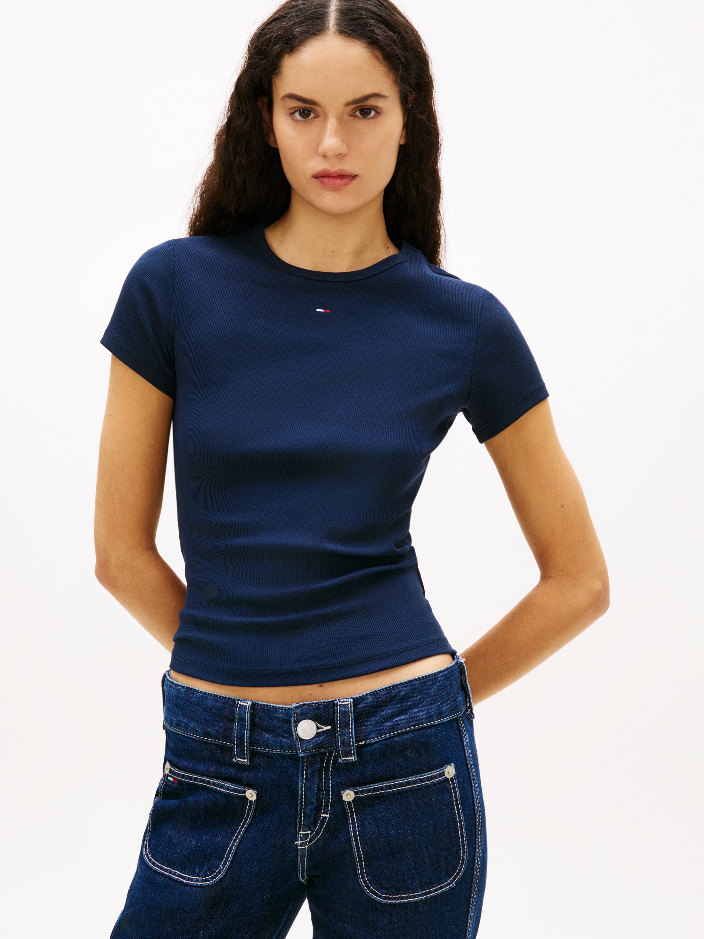 Tommy Jeans Kurzarmshirt »TJW 2PACK SLIM ESSENTIAL RIB SS« Packung, 2er-Pack, 2 Stk. mit gerippter Struktur, Rundhals