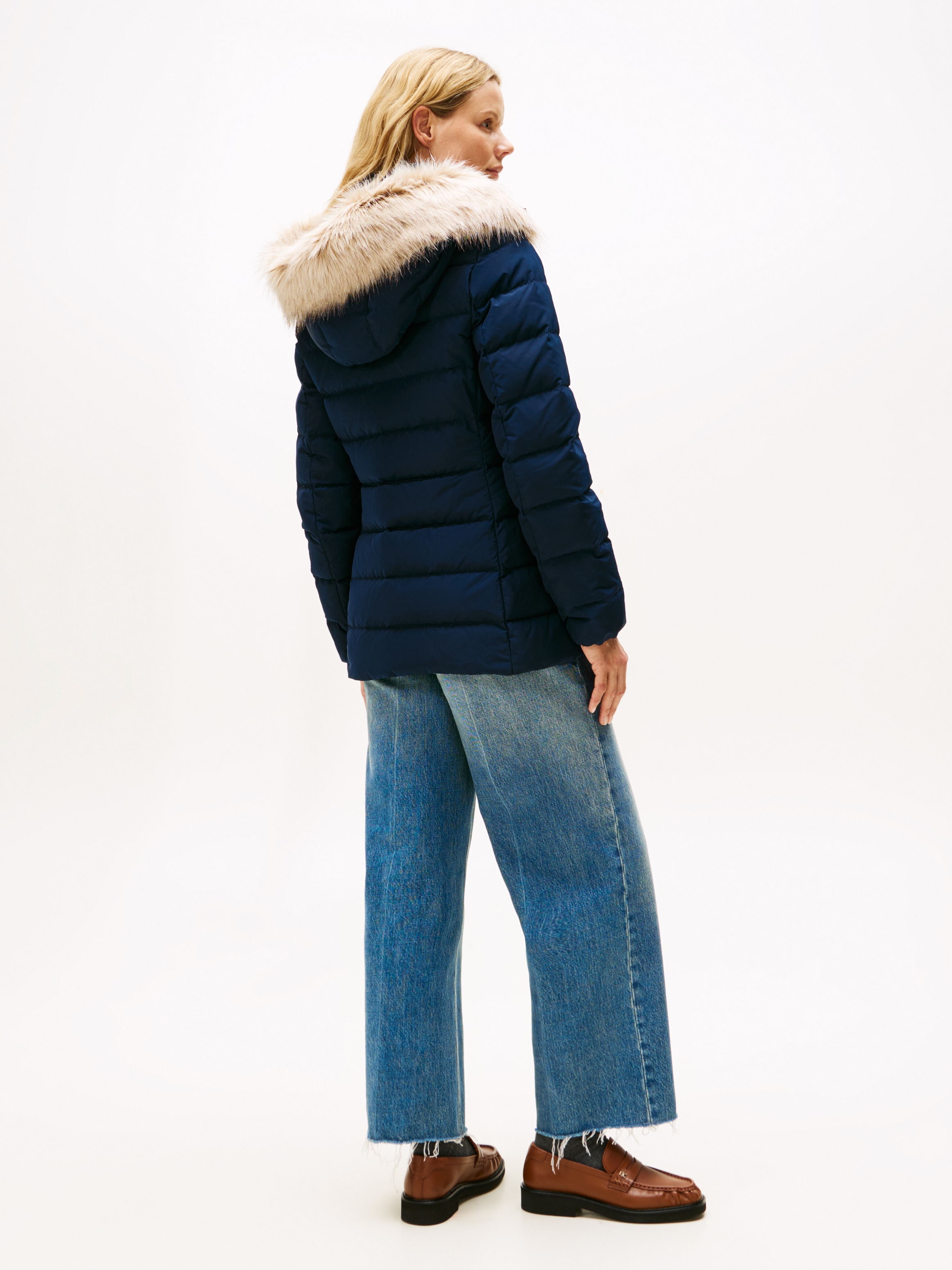 Tommy Hilfiger Steppjacke »MW DOWN SLIM JACKET WITH FUR« mit Kapuze mit Fellimitat