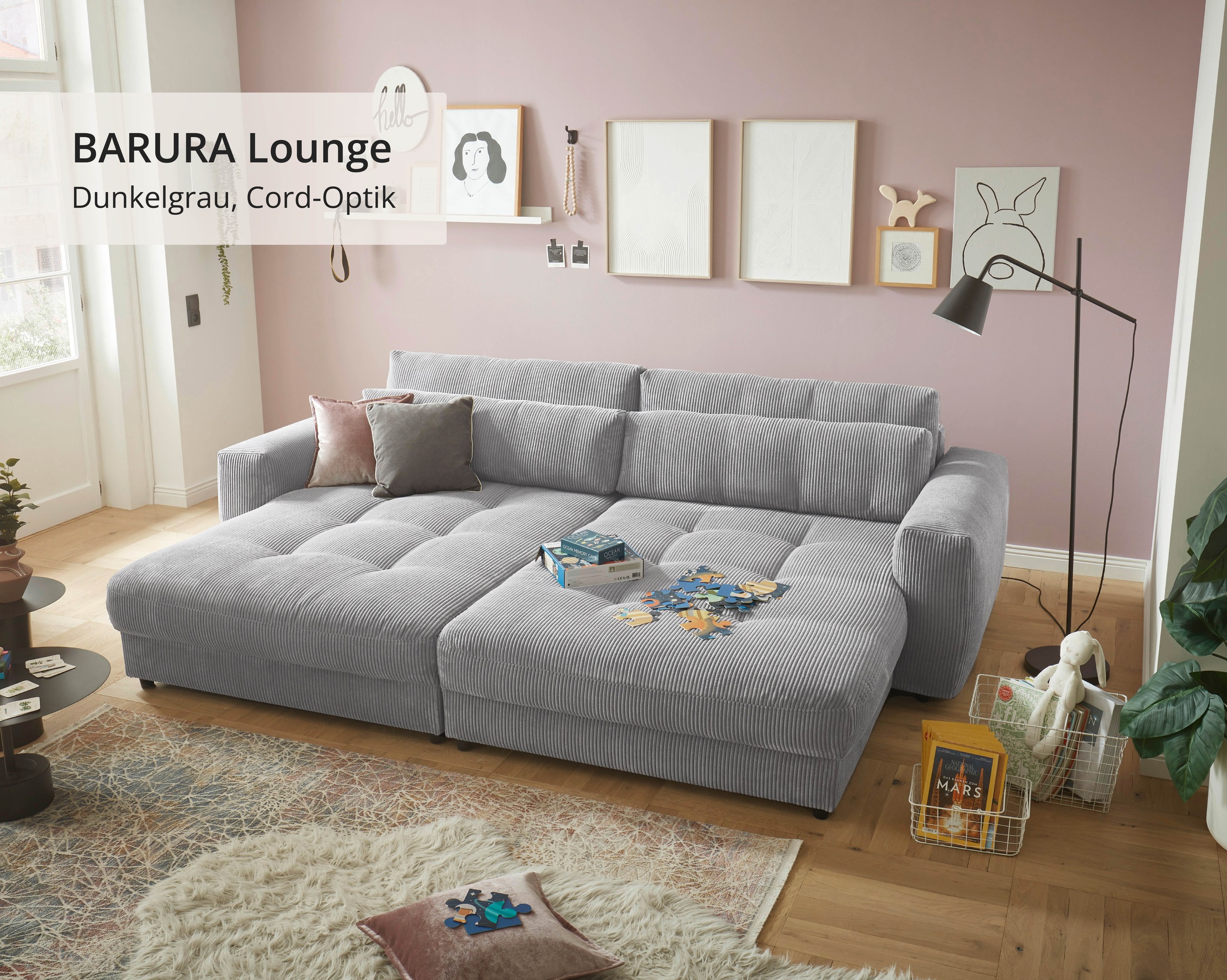 ED EXCITING DESIGN Big-Sofa »Loveseat, 2-Sitzer, Barura, Breite 292« Big-Sofa mit 2 Nierenkissen