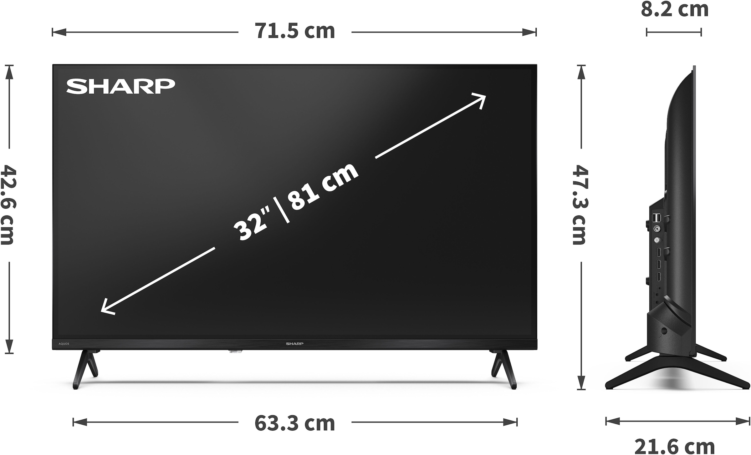 Sharp QLED-Fernseher »1T-C32HE3x« 80 cm/32 ″ HD Smart-TV