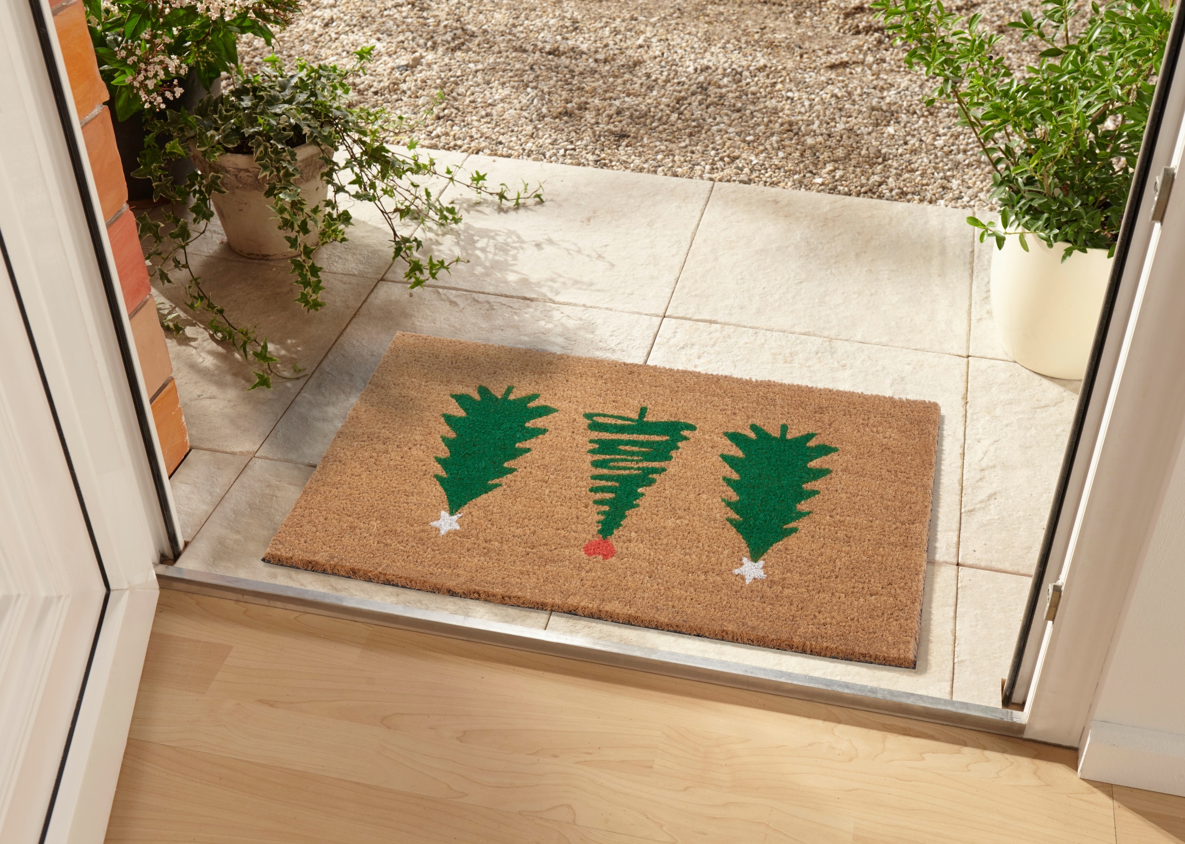 HANSE Home Fußmatte »Mix Mats Kokos Decorated Pine Trees«, rechteckig, 15 mm Höhe, Weihnachten, Schmutzfangmatte, Outdoor, Rutschfest, Innen, Kokosmatte