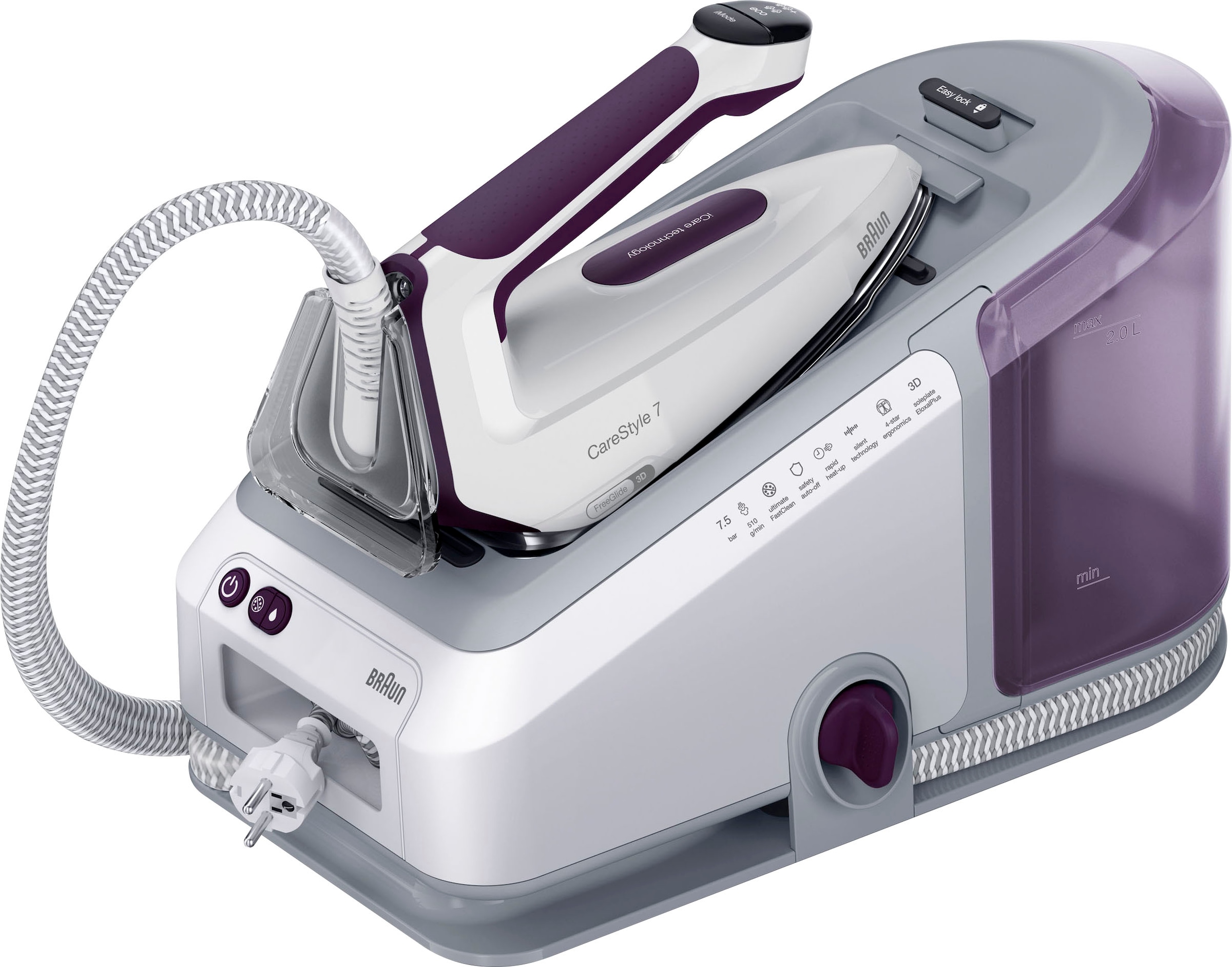 Braun CareStyle 7 IS7266VI Pressurized steam ironing station 2700 W 2 l EloxalPlus soleplate Violett