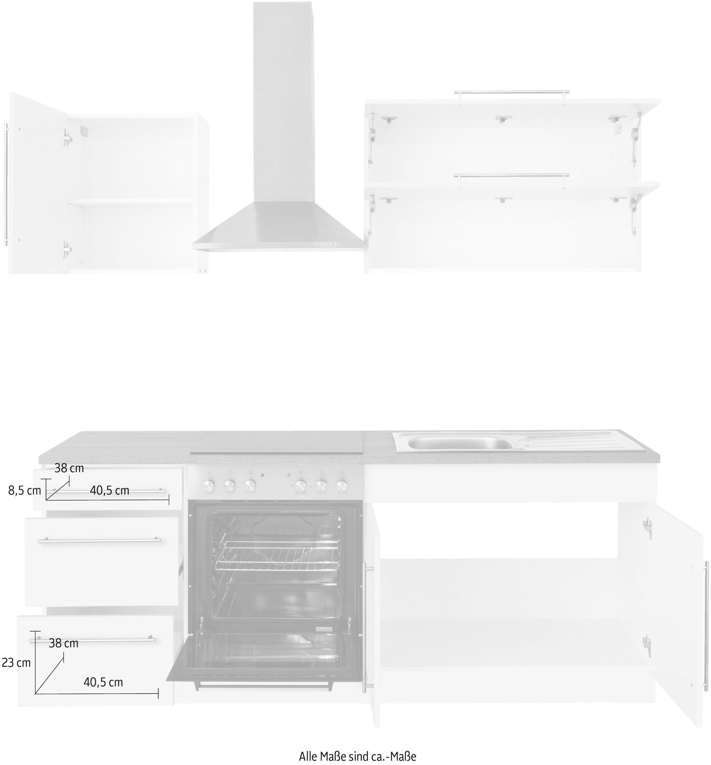 »Samos«, bequem HELD Küchenzeile bestellen MÖBEL cm 210 E-Geräte, Breite ohne