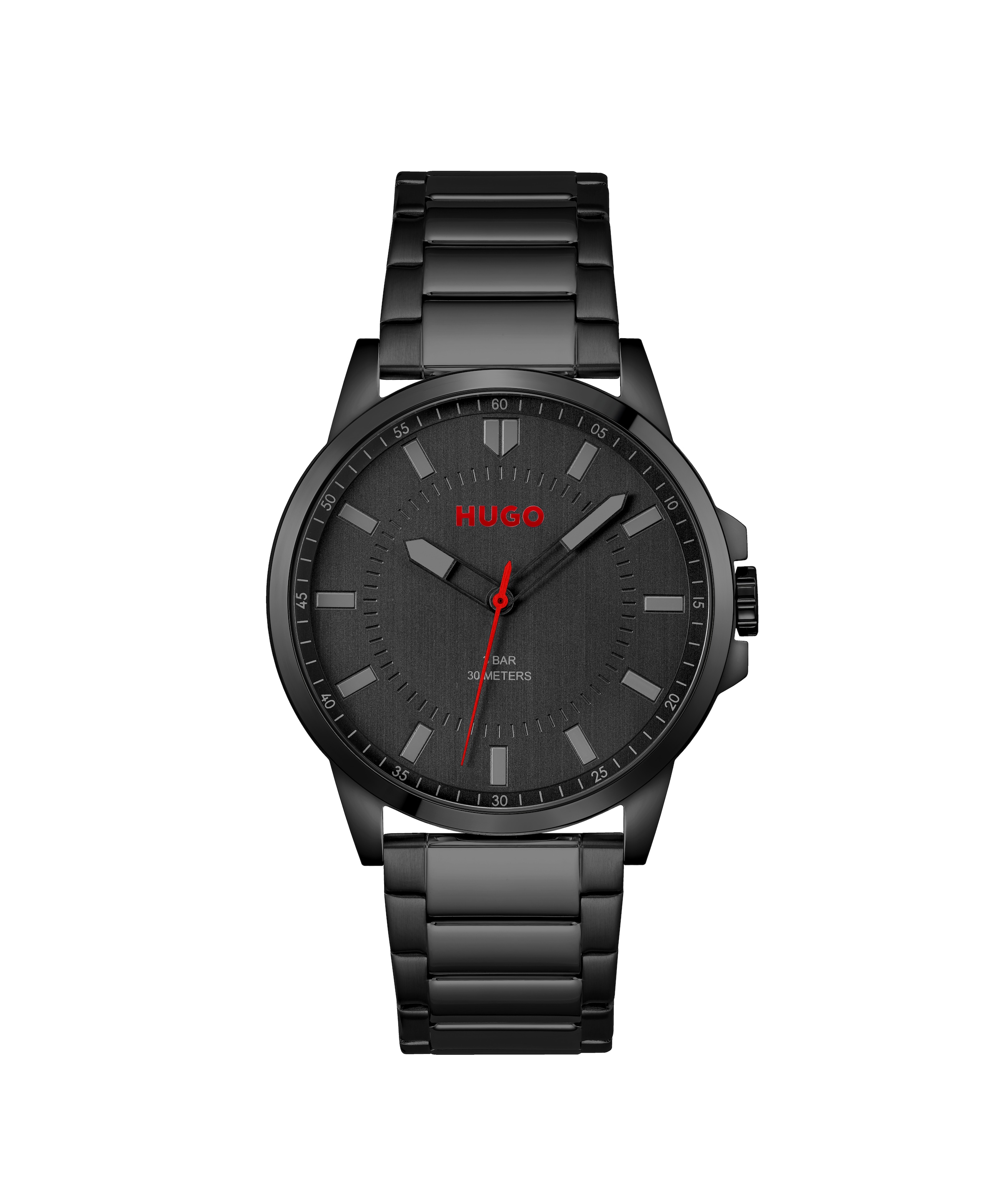 HUGO Quarzuhr "FIRST" Armbanduhr, Herrenuhr, Mineralglas, Edelstahlarmband