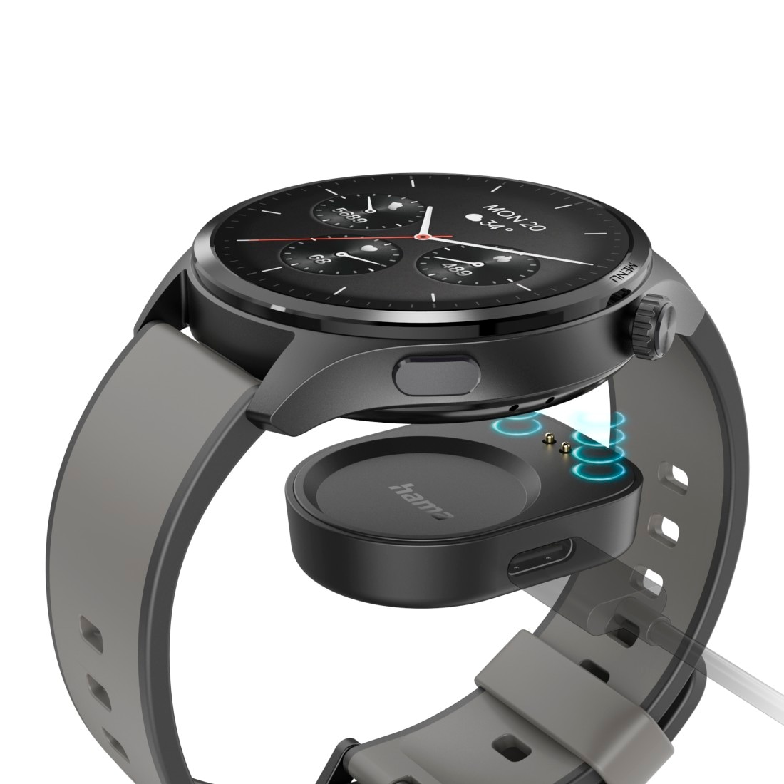 Hama Smartwatch »Smartwatch m. GPS (1,43", Musikspeicher, Telefonfunktion, wasserdicht)«(/ 1,43 ″)