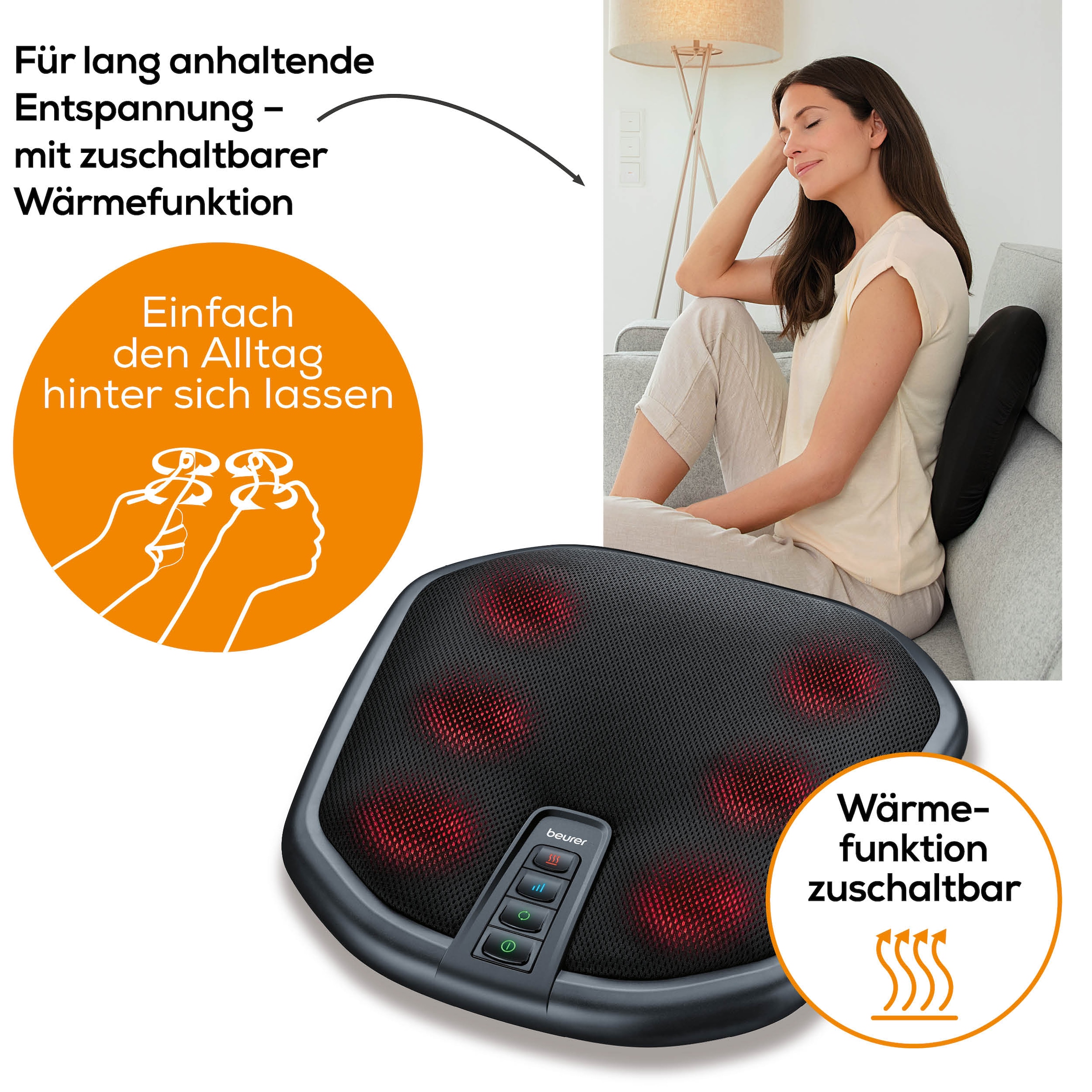 BEURER Fußmassagegerät »FM 70 mit 2-in-1 Funktion: Fuß- und Rückenmassage, mit Wärmefunktion«, 3 Intensitätsstufen, Shiatsu-Massage, waschbarer Bezug