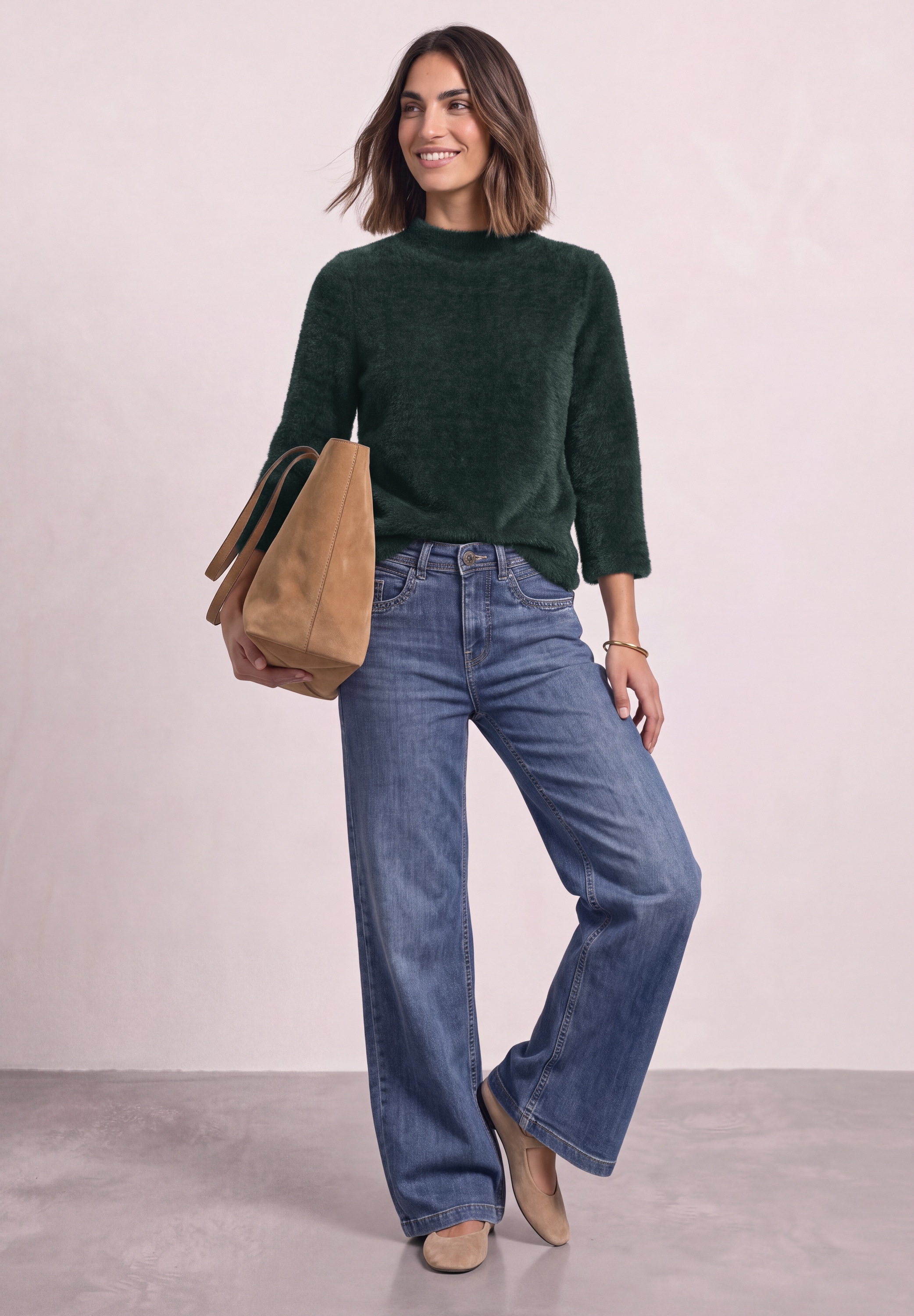 STREET ONE 3/4 Arm-Pullover Kuschel-Shirt mit Turtle Neck