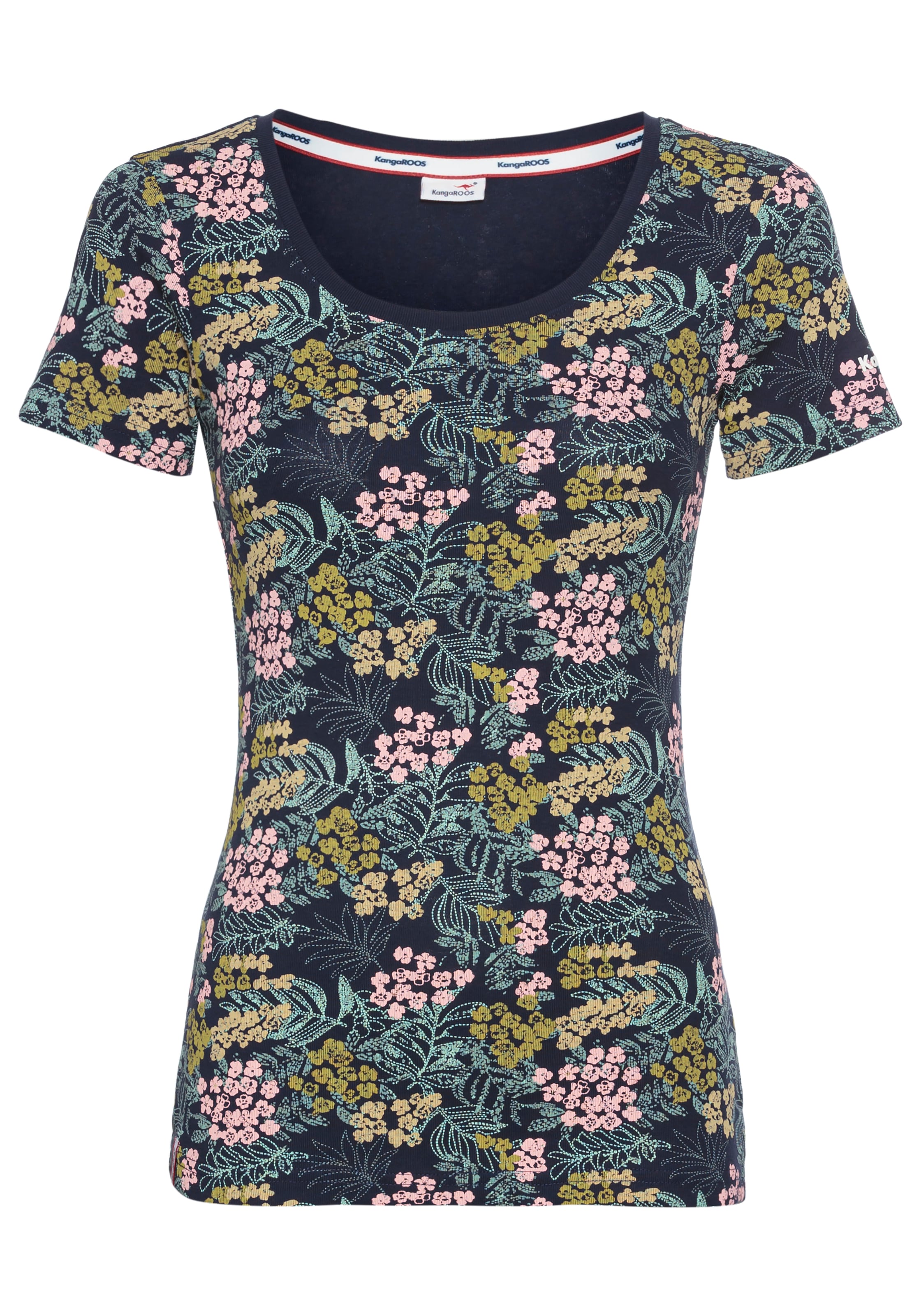 KangaROOS Kurzarmshirt, mit geblümten Allover-Print