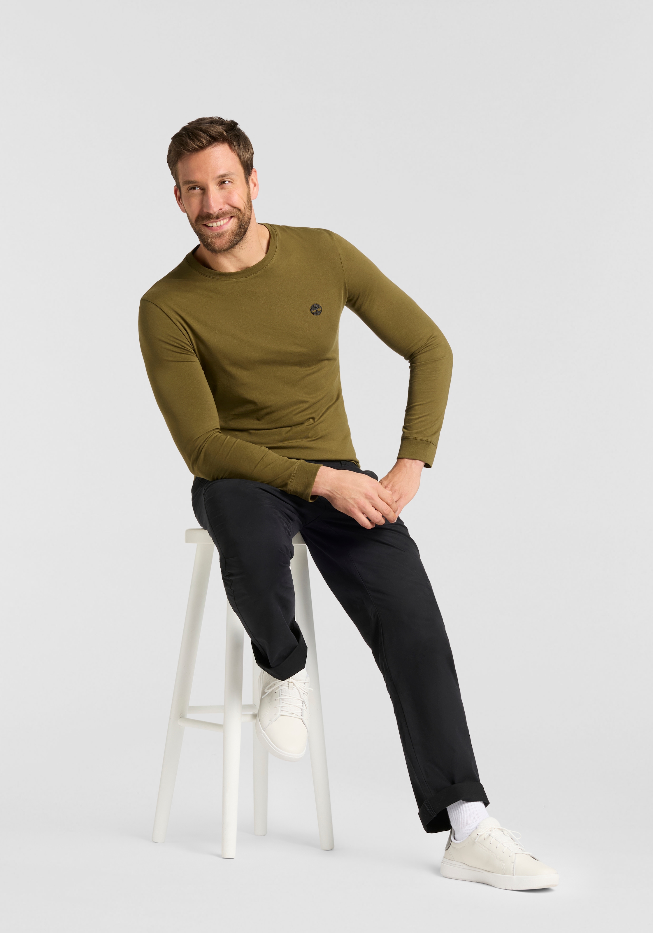 Timberland Langarmshirt »DUNSTAN RIVER Long Sleeve Tee« 1 Stk. mit Logostickerei, Rundhalsausschnitt, aus Baumwolle, pflegeleicht