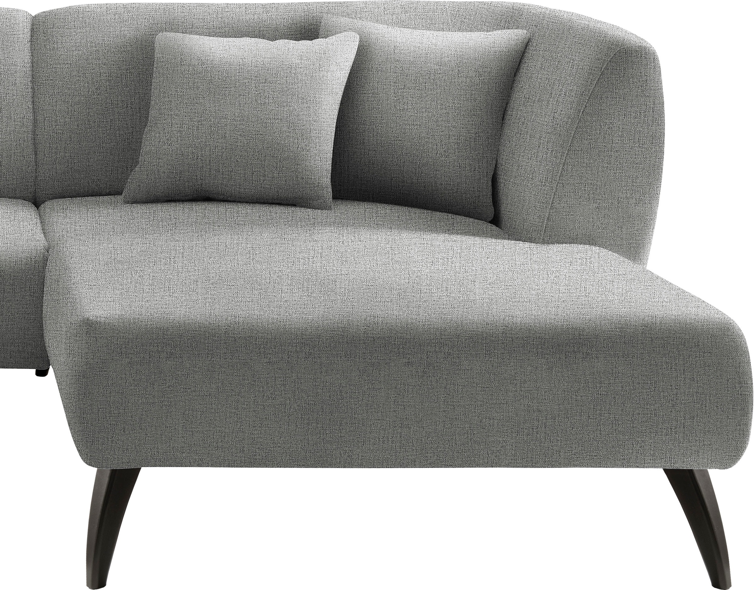 Home affaire Ecksofa »Colori Polstermöbel mit zeitlos eleganter Rückenführung. L-Form« Holzfußfarbe wählbar, inkl. 4x Zierkissen