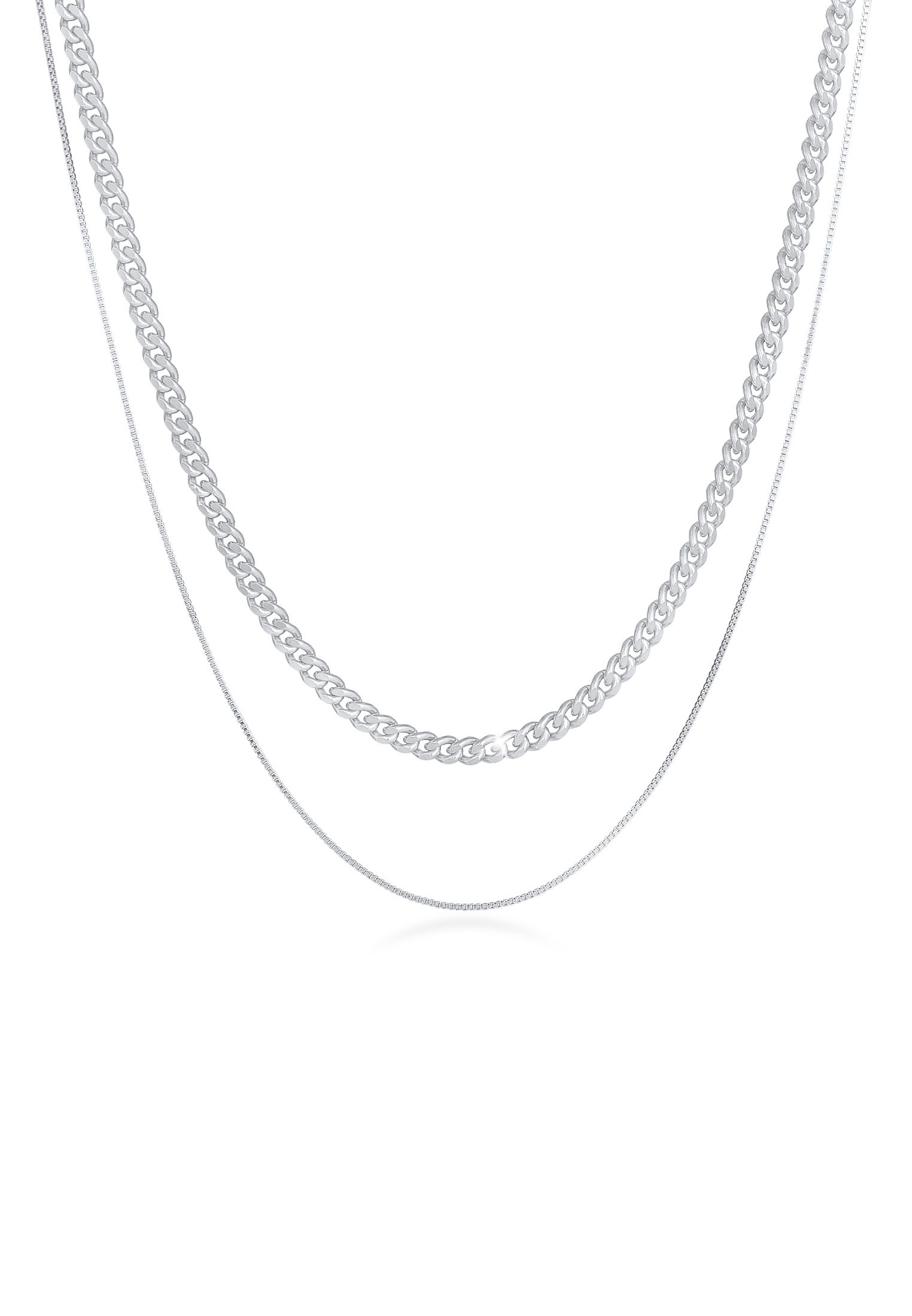 Kuzzoi Silberkette »Halskette Herren Ketten Panzer Venezia ( 2 tlg.) 925 Silber«