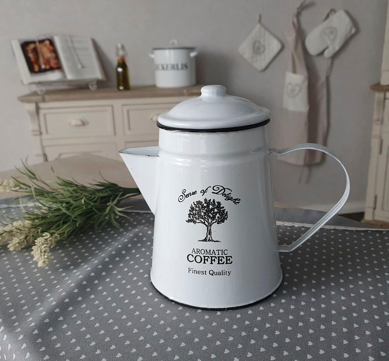 Ambiente Haus Kanne »Kaffeekanne aus Emaille in Antikweiß« 1 Stk. tlg.