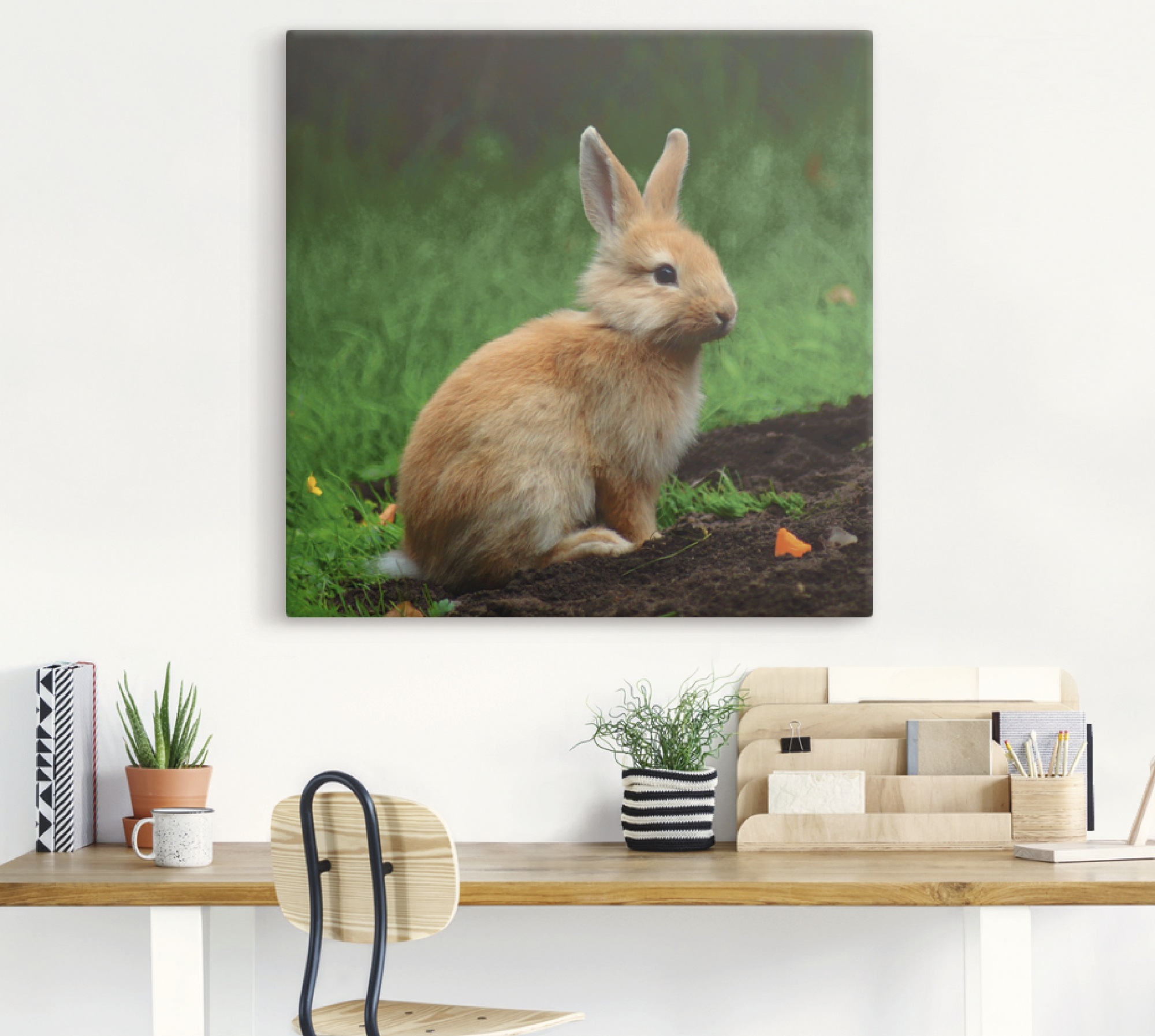 Artland Wandbild »Zwergkaninchen im Grünen«, Wildtiere, (1 St.), als Alubild, Leinwandbild, Wandaufkleber oder Poster in versch. Größen