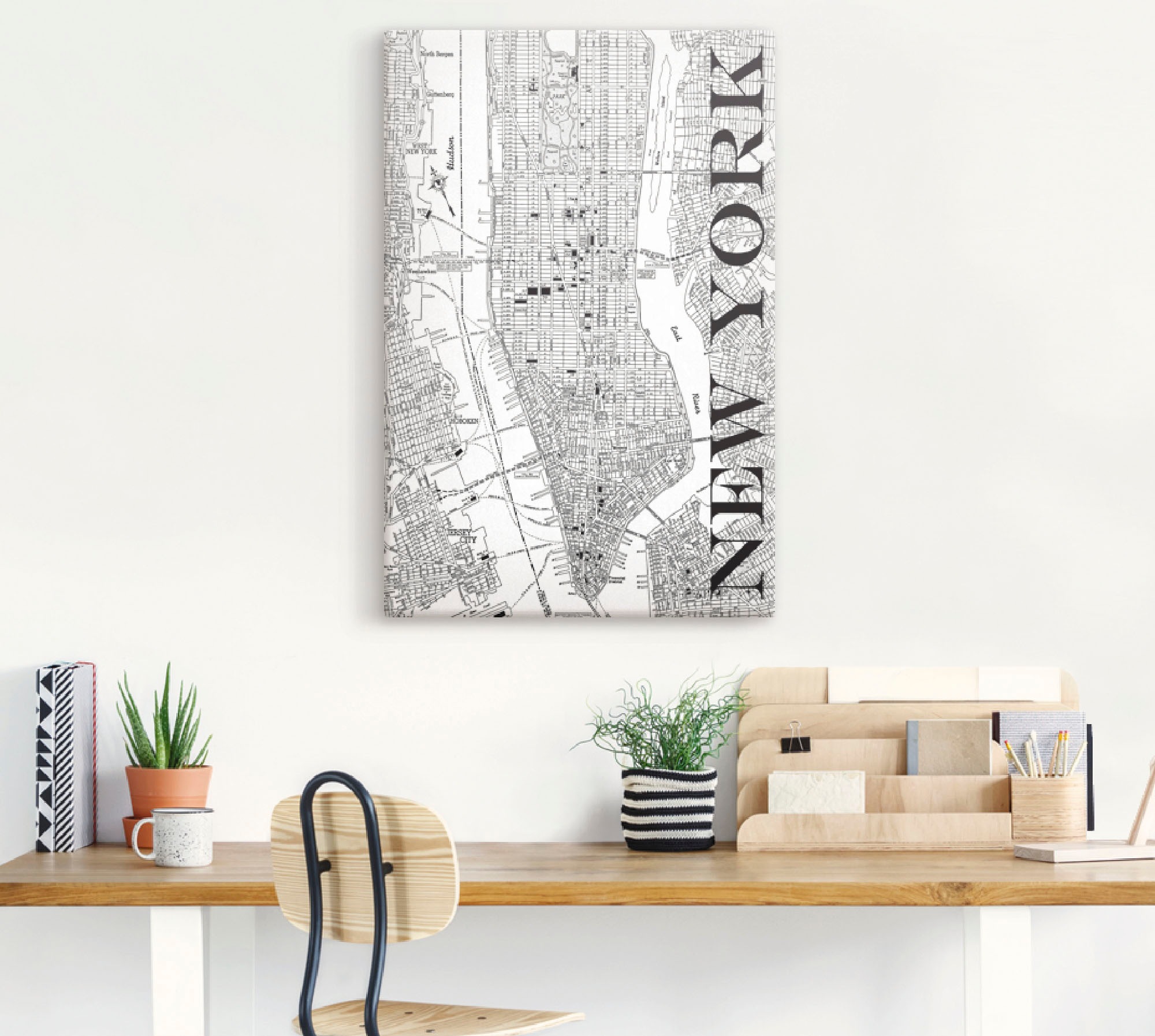 Artland Leinwandbild »New York Karte Straßen Karte«, Amerika, (1 St.), auf Keilrahmen gespannt