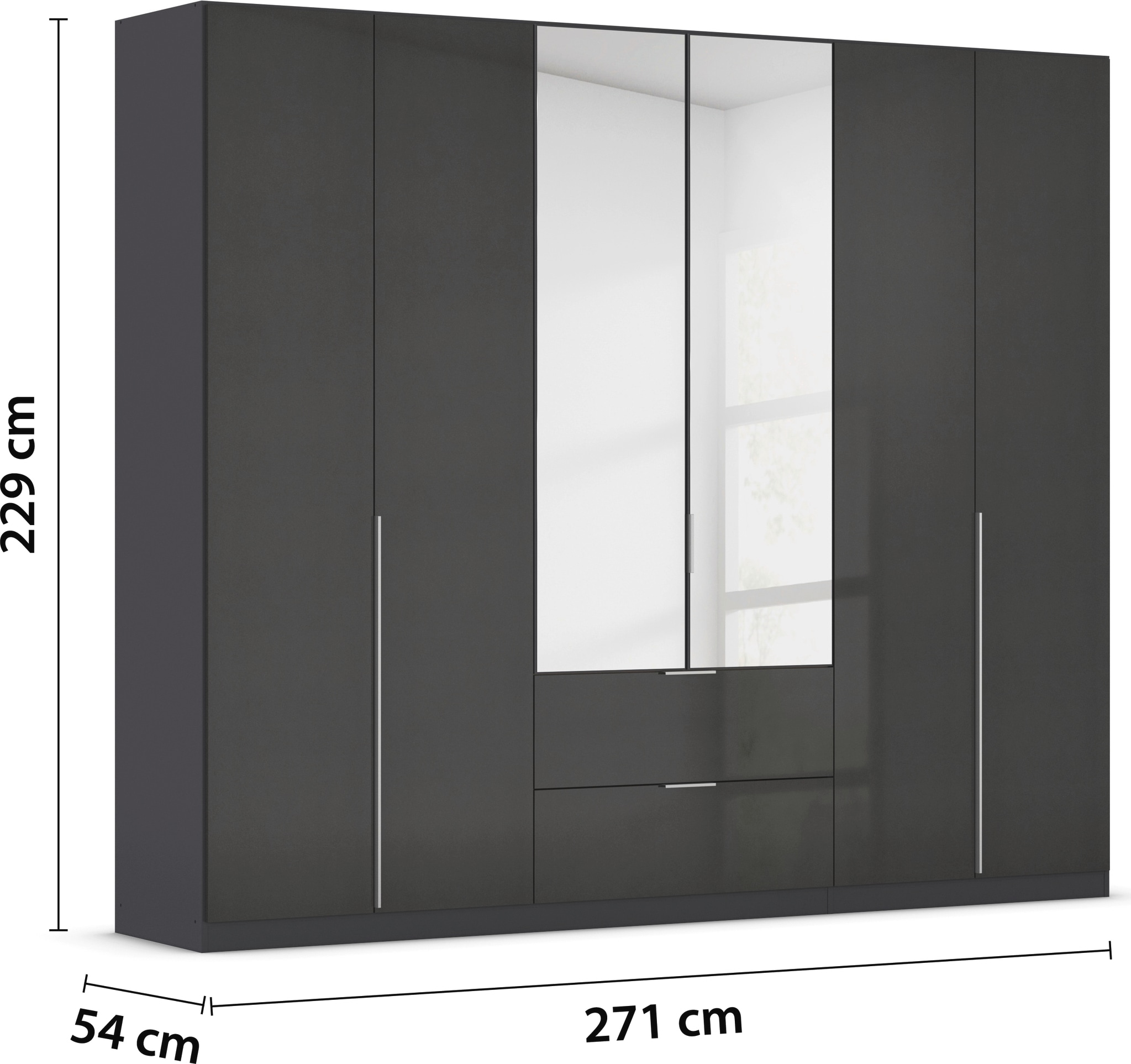 rauch Drehtürenschrank »Kleiderschrank Schrank Garderobe AGORDO mit Dekor- oder Hochglanzfront«, (in zwei Griff-Farben mit Dekor- oder Hochglanzfront), mit Außenschubkästen, in 6 Breiten und 2 Höhen MADE IN GERMANY
