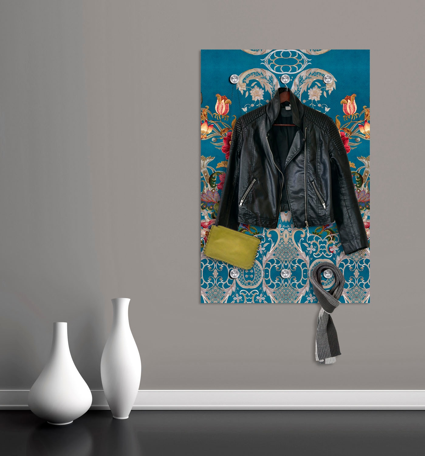 queence Garderobenleiste »Blumen«, mit 6 Haken, 80 x 120 cm
