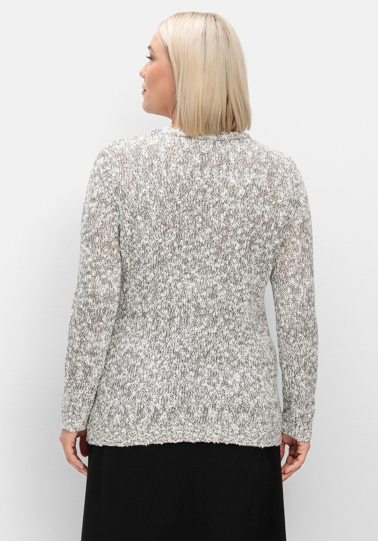 Sheego Rundhalspullover »Pullover aus meliertem Effektgarn«