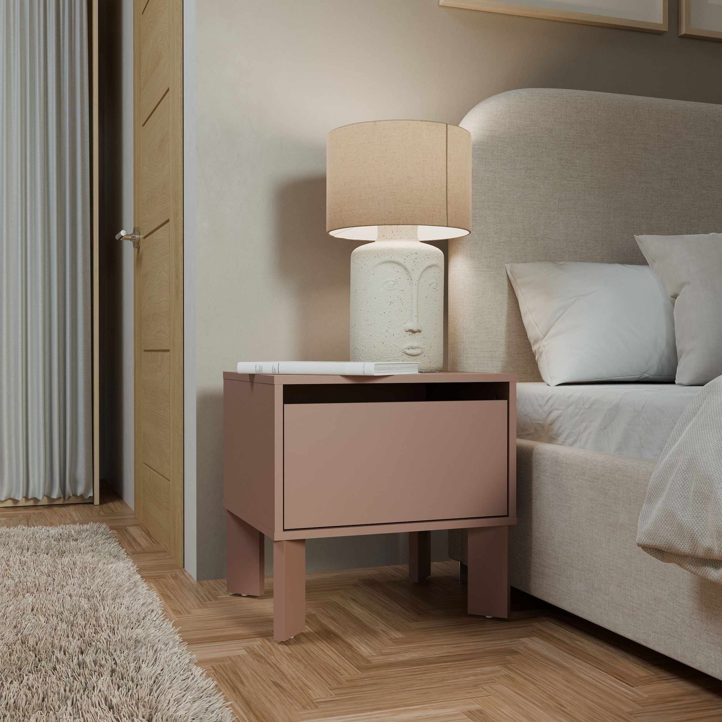 FORTE Nachtkommode »Tahoe Nachtkommode, grifflos, Schubkasten« B/H/T 48,2/47,5/41,4 cm