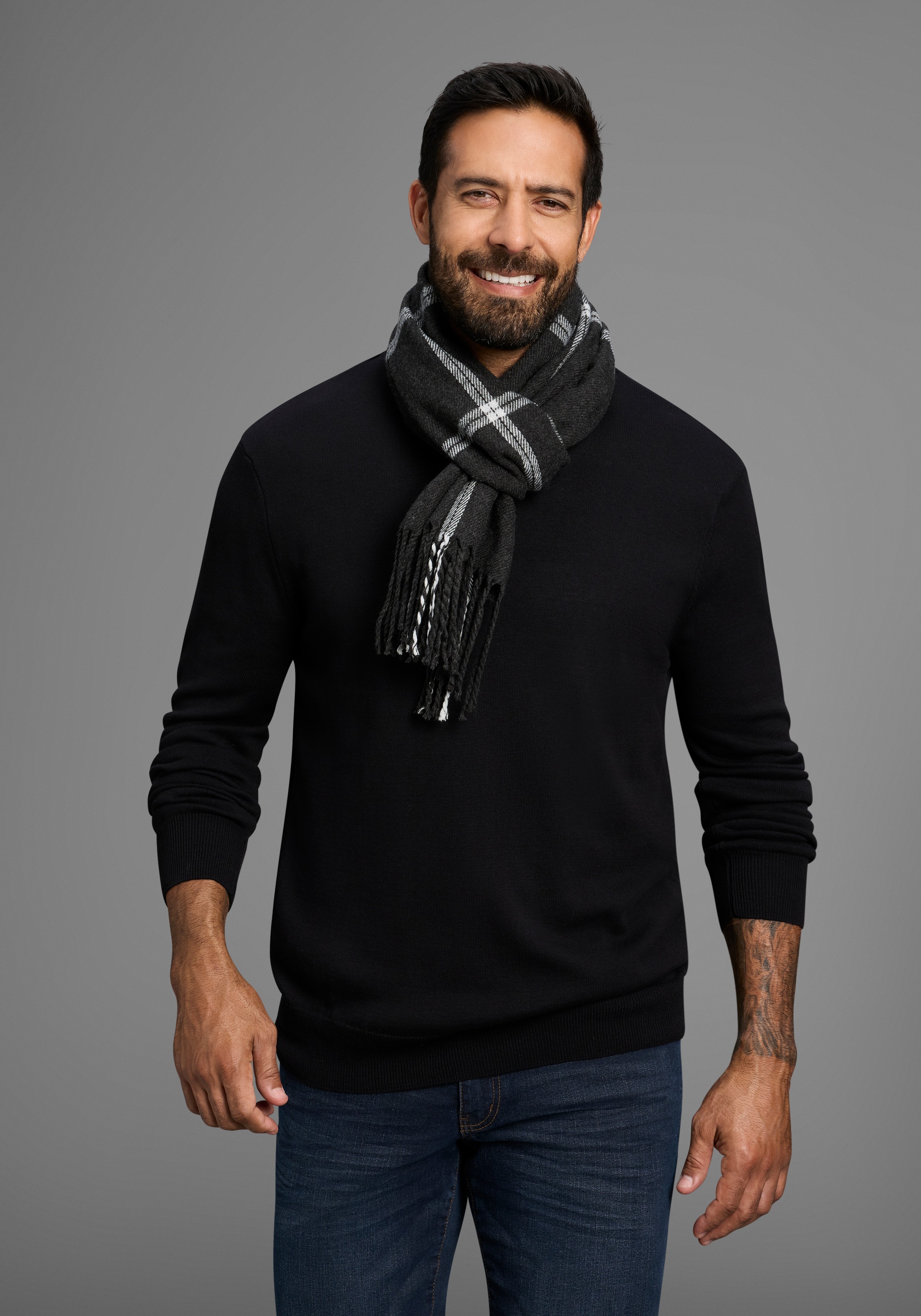 Man's World Schal mit dezent-auffälligem Karomuster - NEW