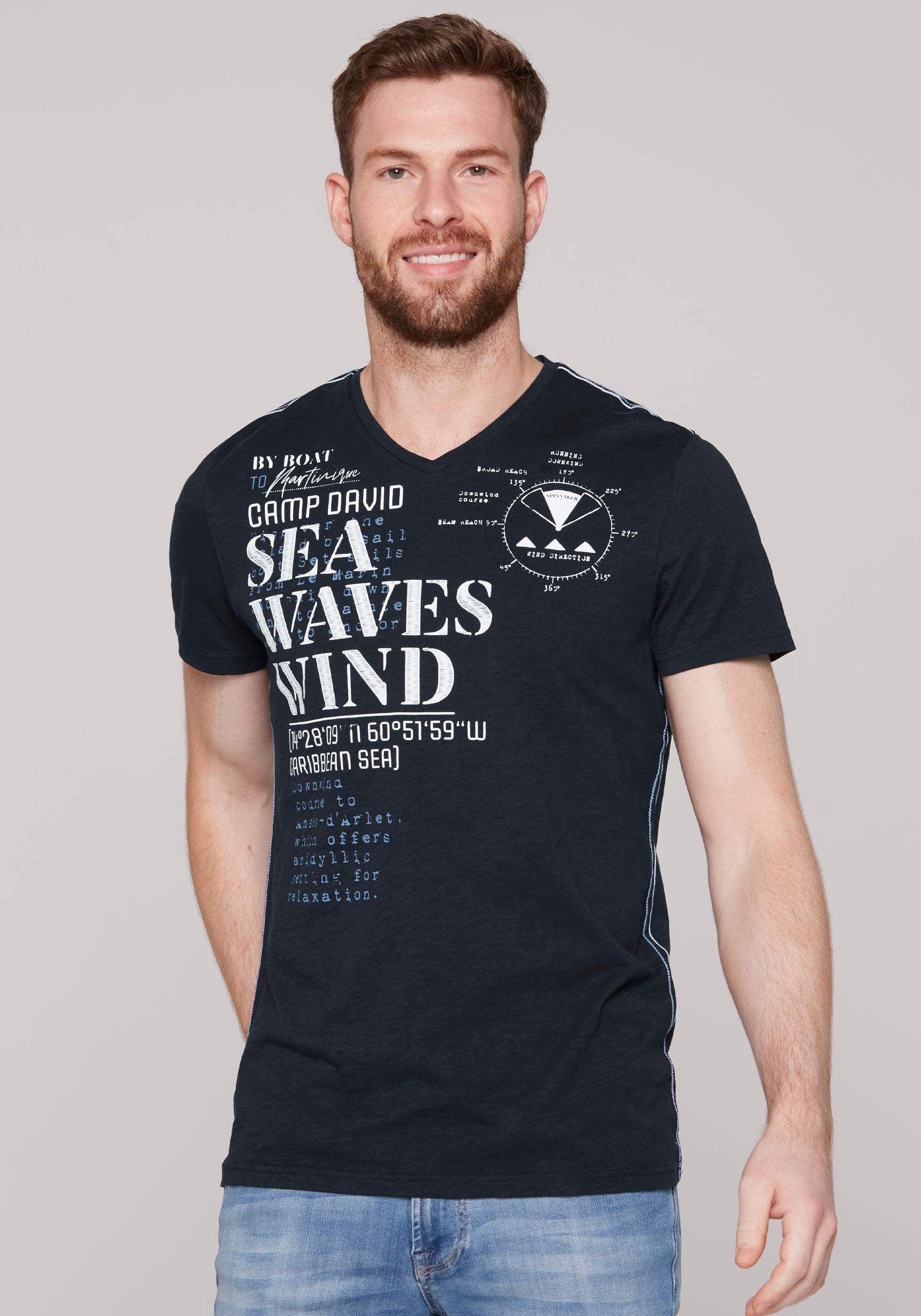 CAMP DAVID T-Shirt, mit Wording-Prints